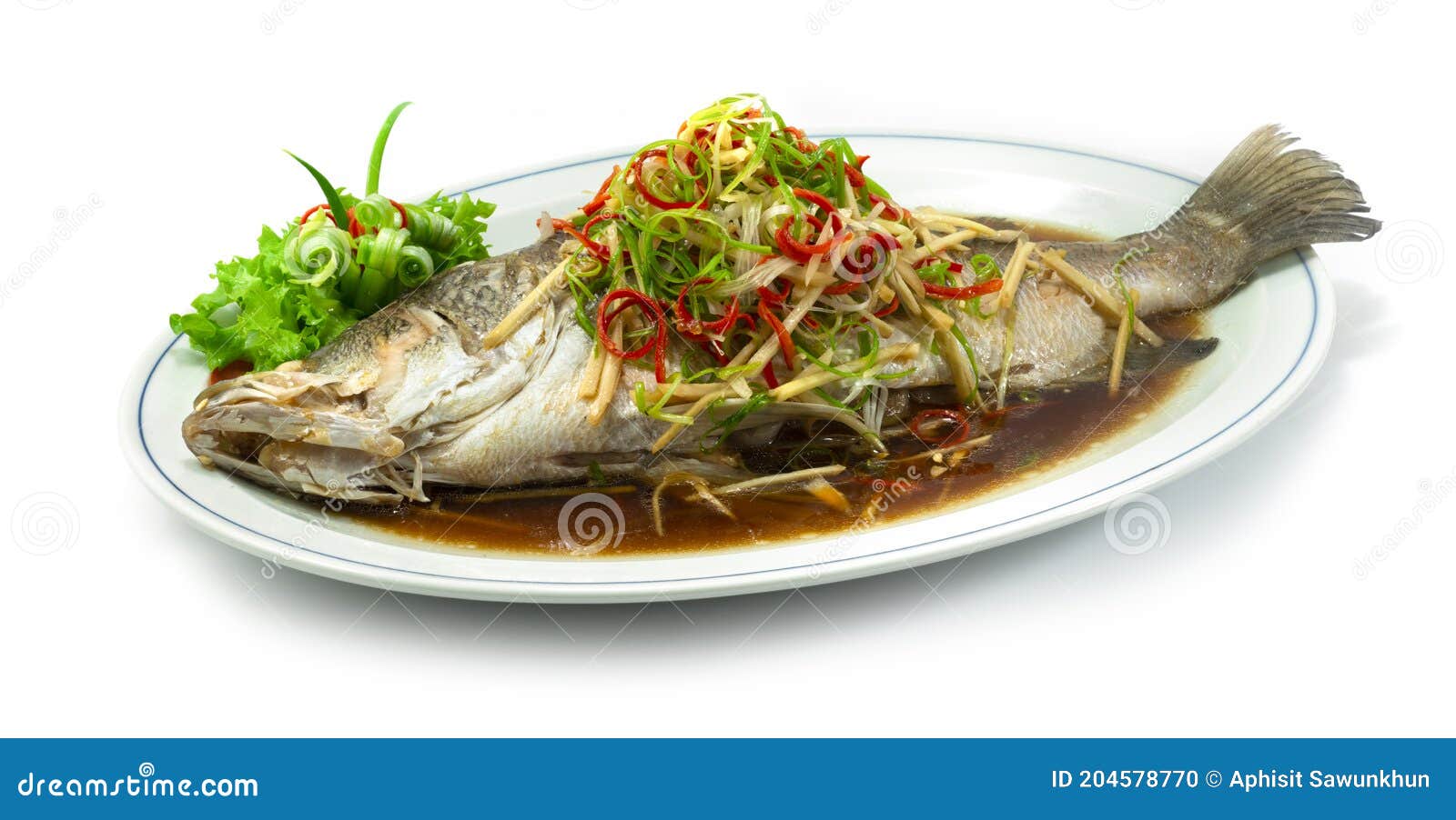 steamed sea bass snapper fish with soy sauce chinese food