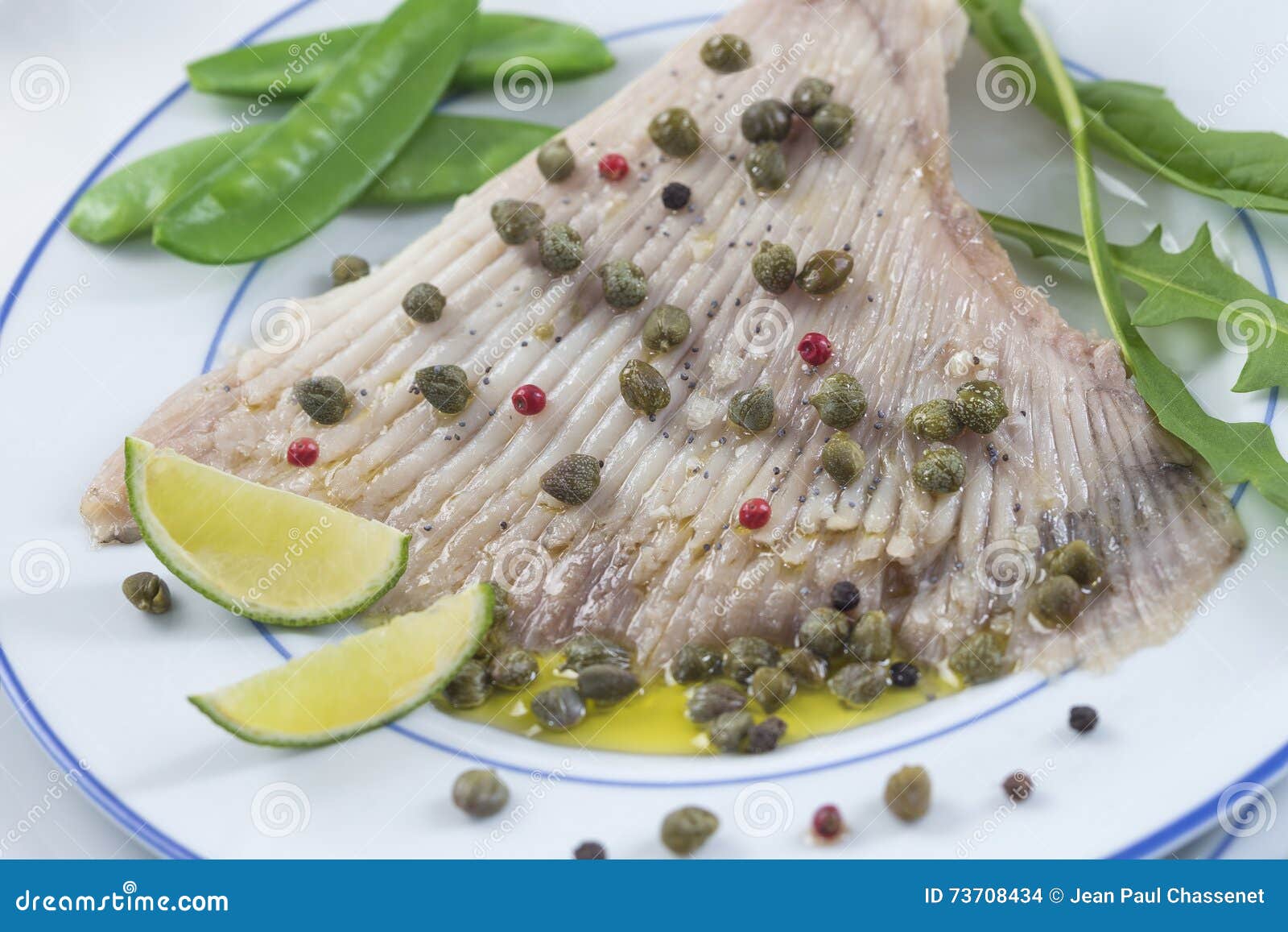 Steamed Skate Wing with Caper Butter Stock Photo Image of fried