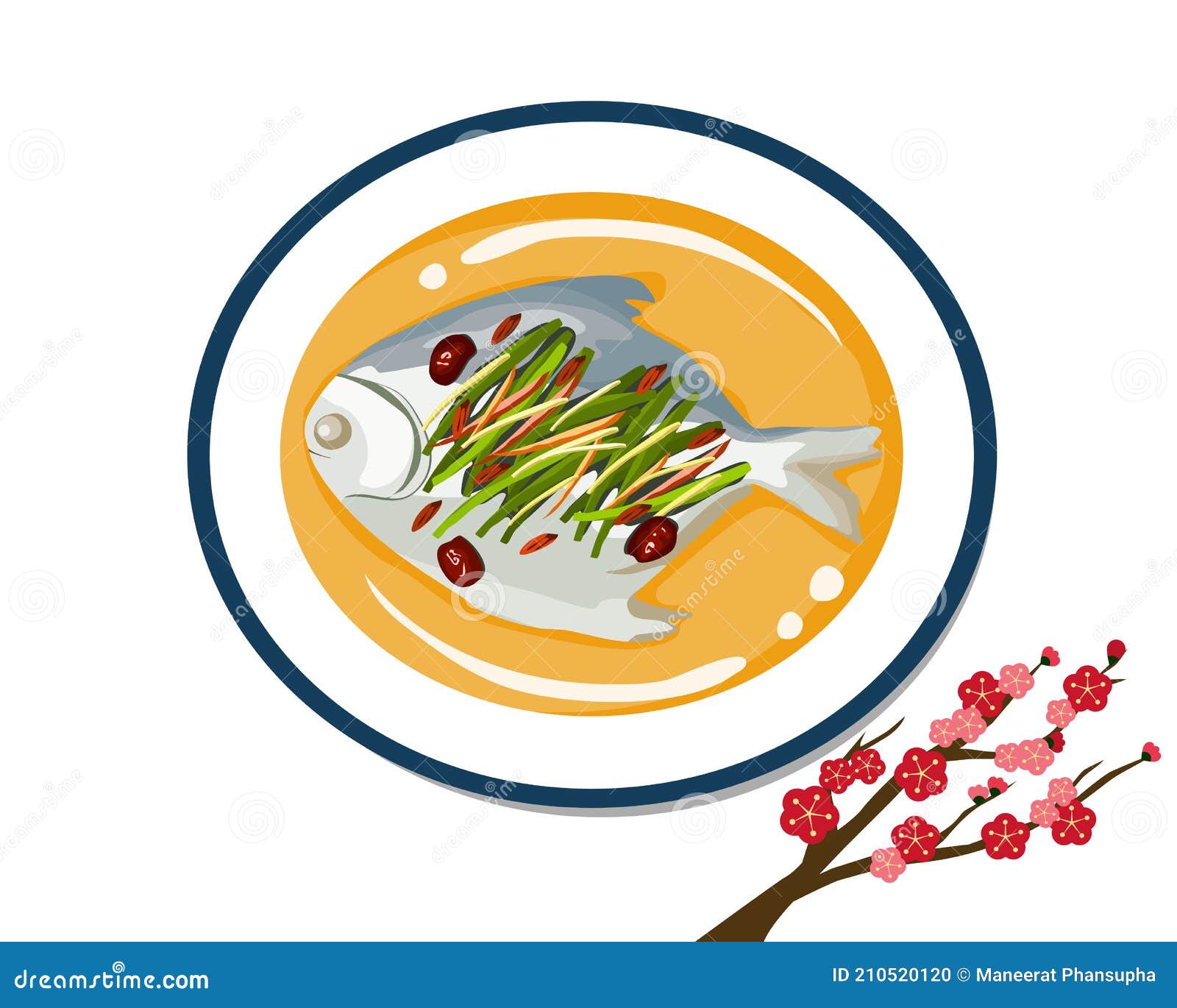 Dish Steamed Fish Stock Illustrations 693 Dish Steamed Fish Stock