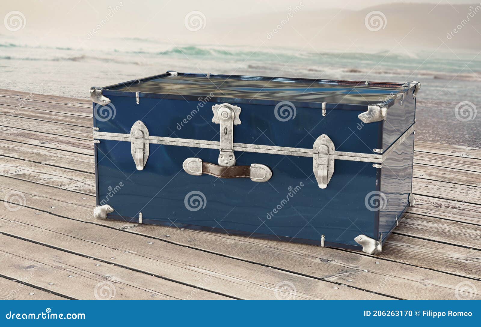 Steamer Trunk. An antique Steamer Trunk. Isolated on white. Room