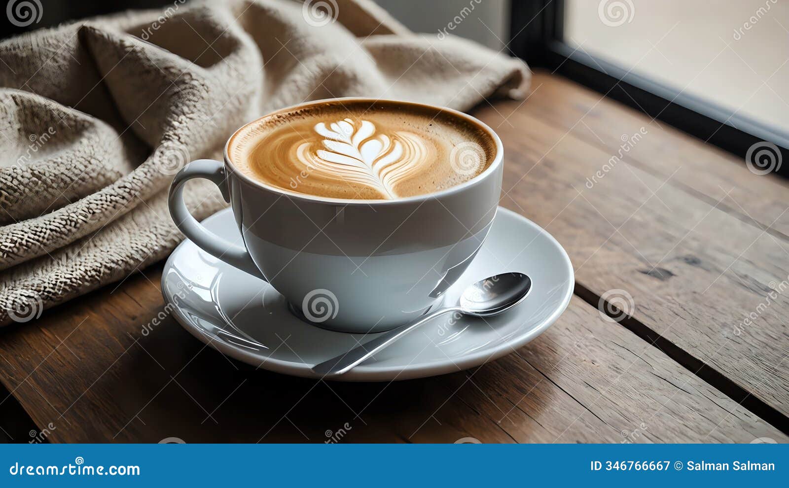 steaming cup of coffee by the window