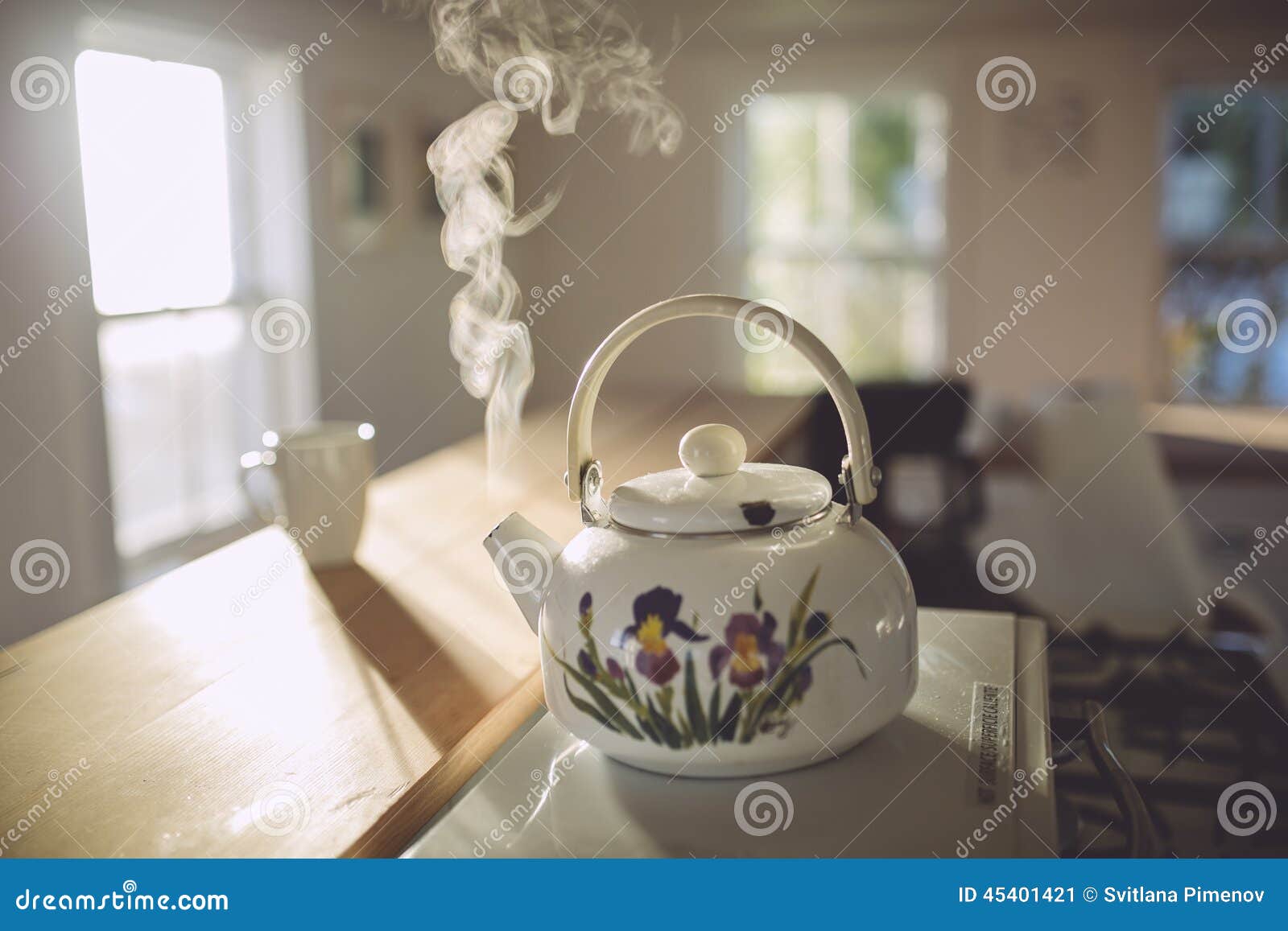 Steaming kettle stock image. Image of kettle, interior - 45401421