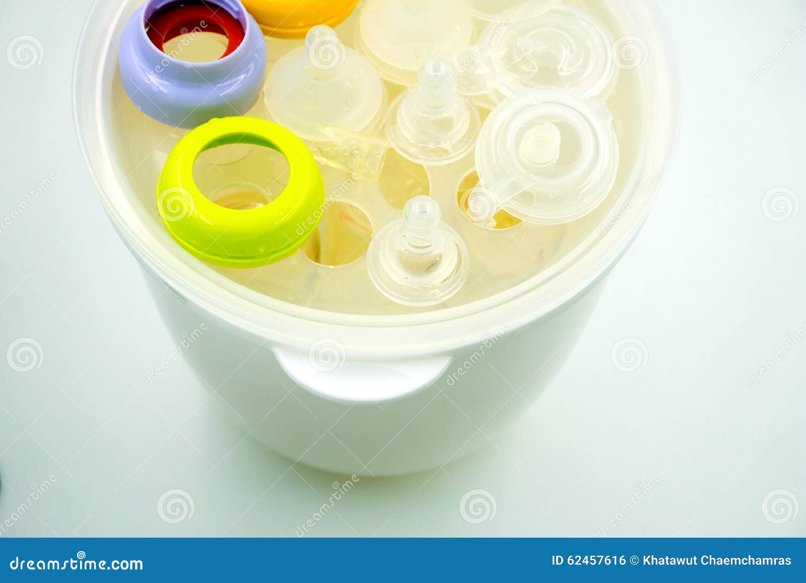 Steaming and Sterilizing Milk Bottles for Baby Stock Photo Image of