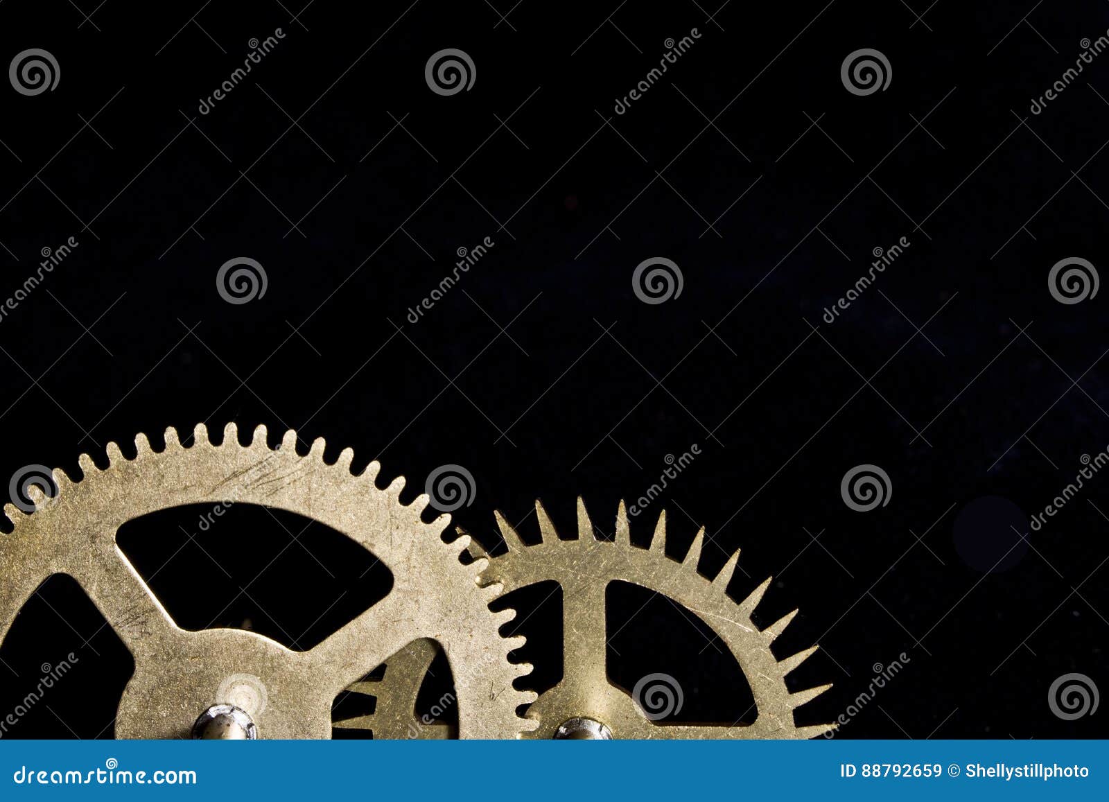 Steampunk Clock Cogs on Black Background Stock Image Image of