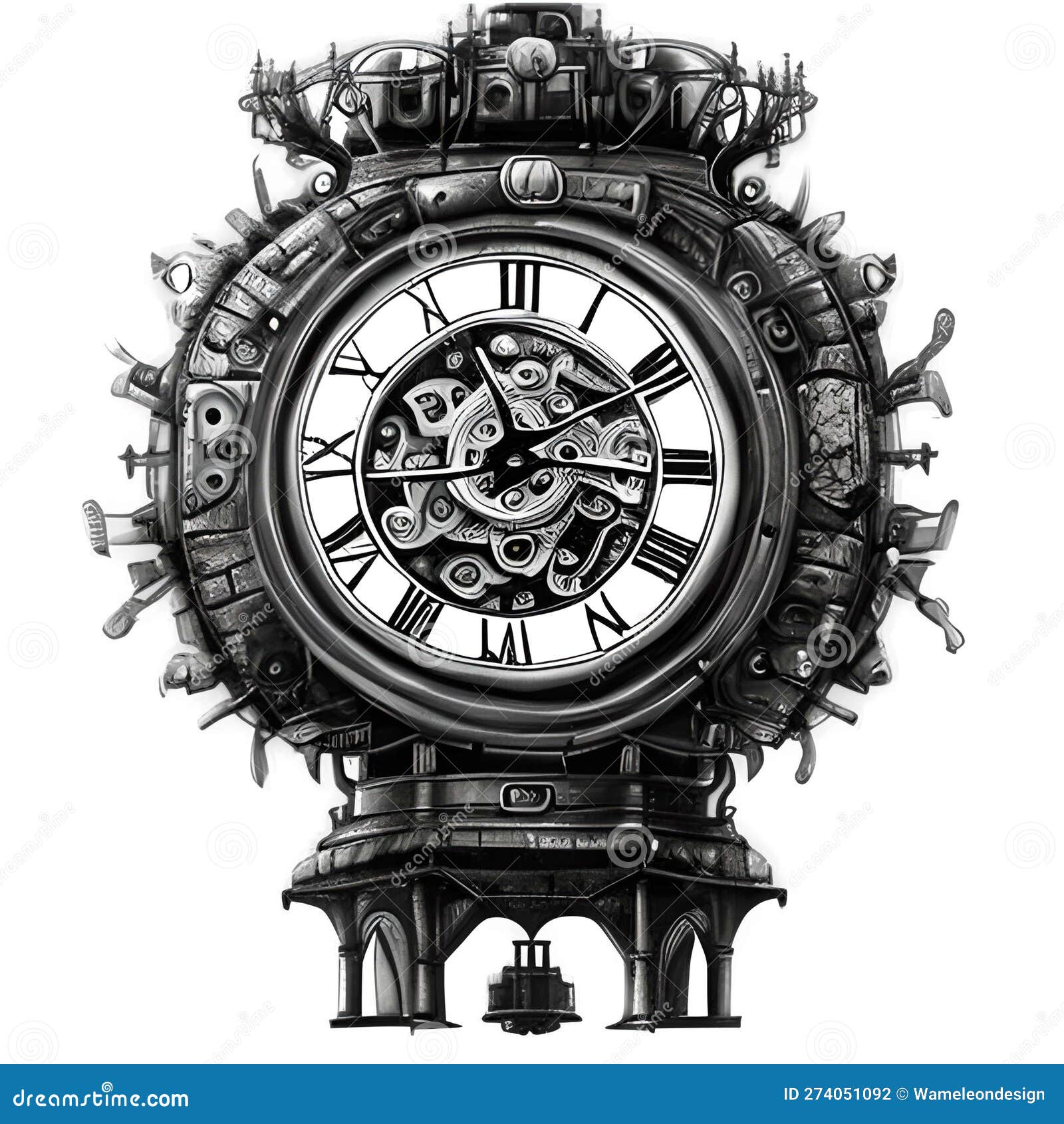 Steampunk Clockwork Universe. Generative AI Stock Photo Image of text, sketch 274051092