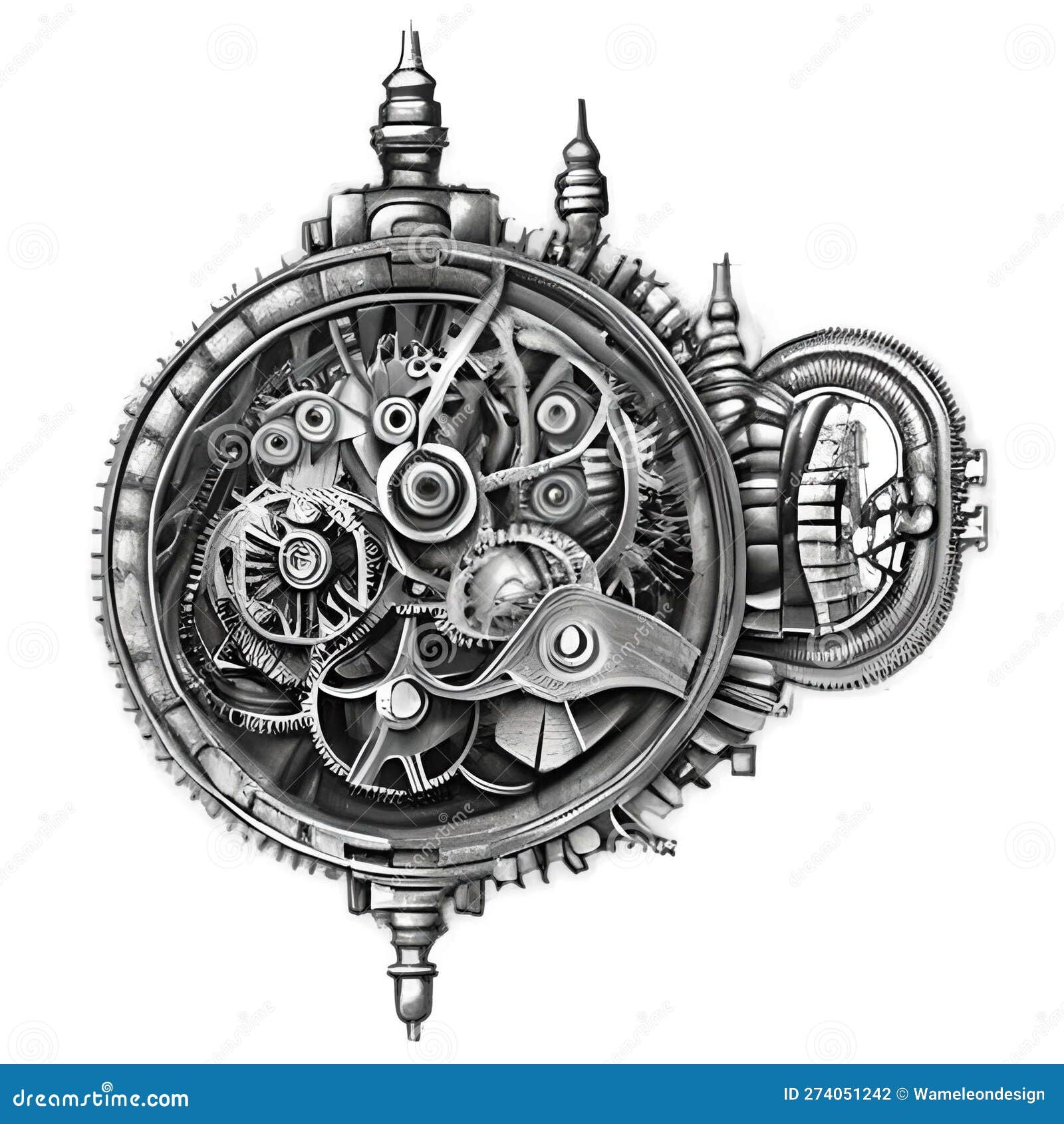 Steampunk Clockwork Universe. Generative AI Stock Illustration Illustration of organ, pink