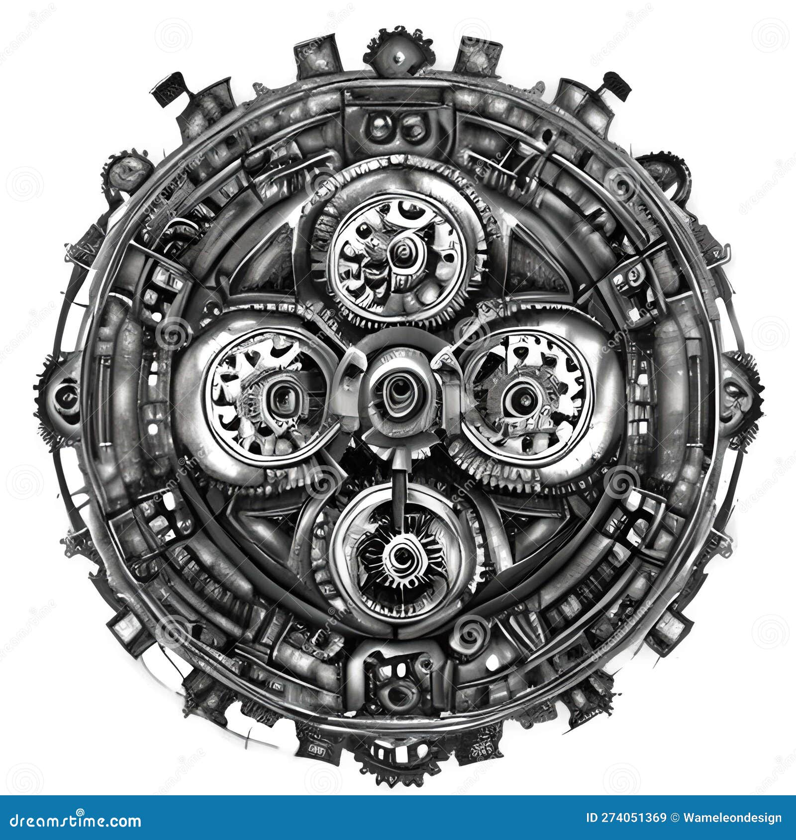 Steampunk Clockwork Universe. Generative AI Stock Illustration