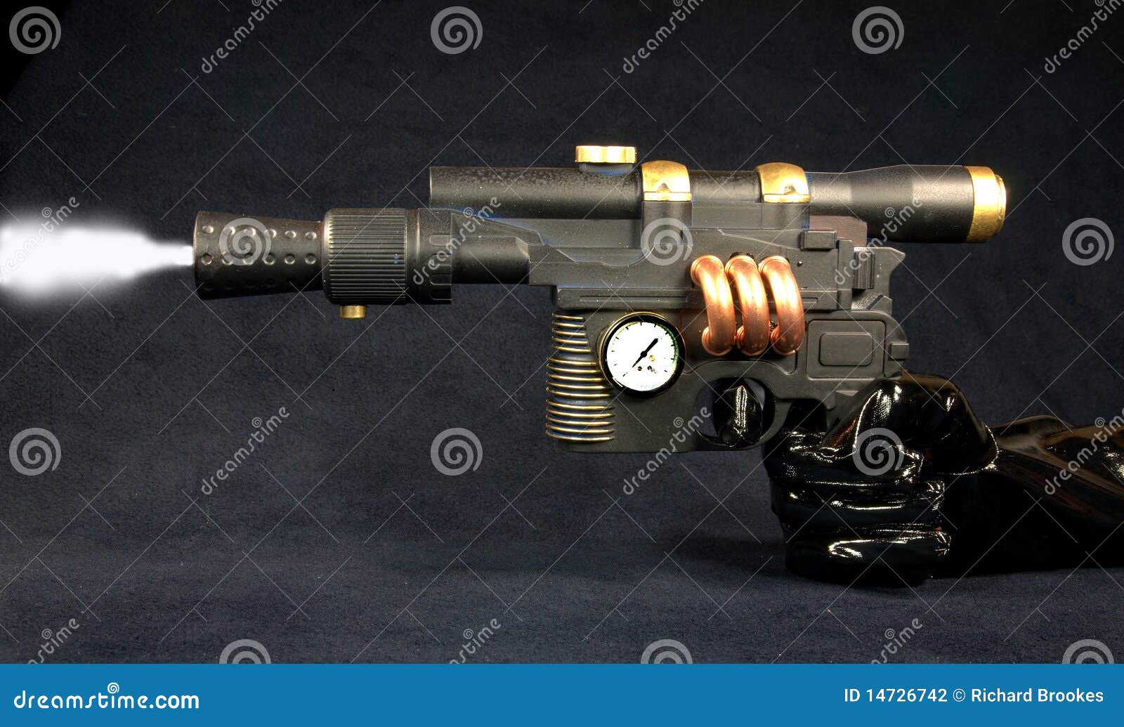 Steampunk Firing the Steam Pistol Stock Photo Image of costume