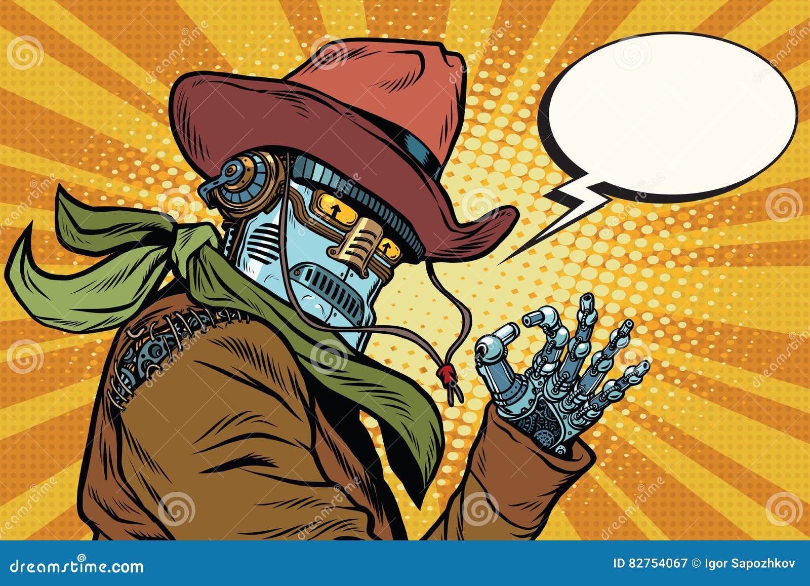 Steampunk Robot Cowboy Okay Stock Vector - Illustration character, game: