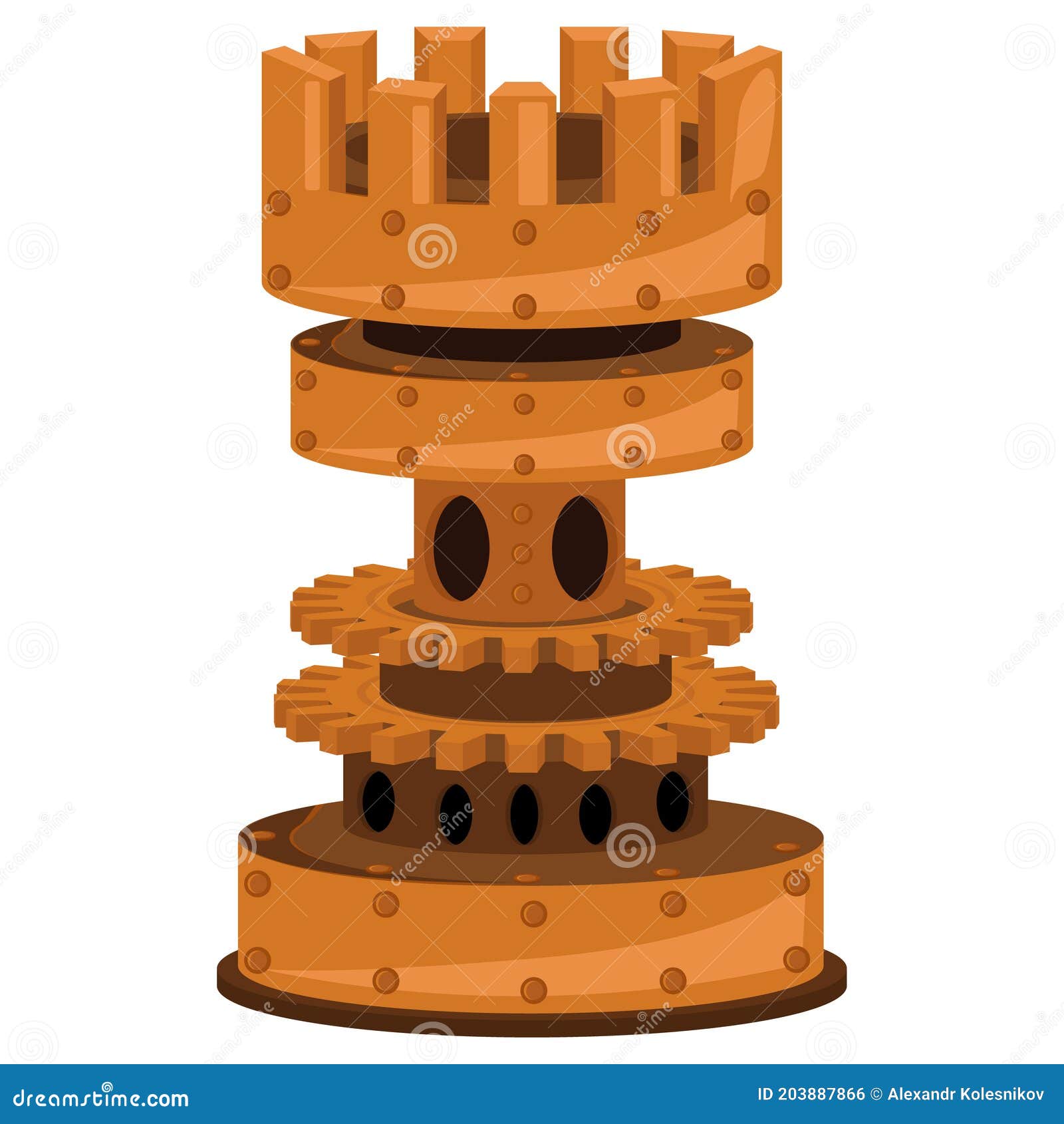 A Steampunk Rook Chess Piece. Vector Illustration on the Theme of Board ...