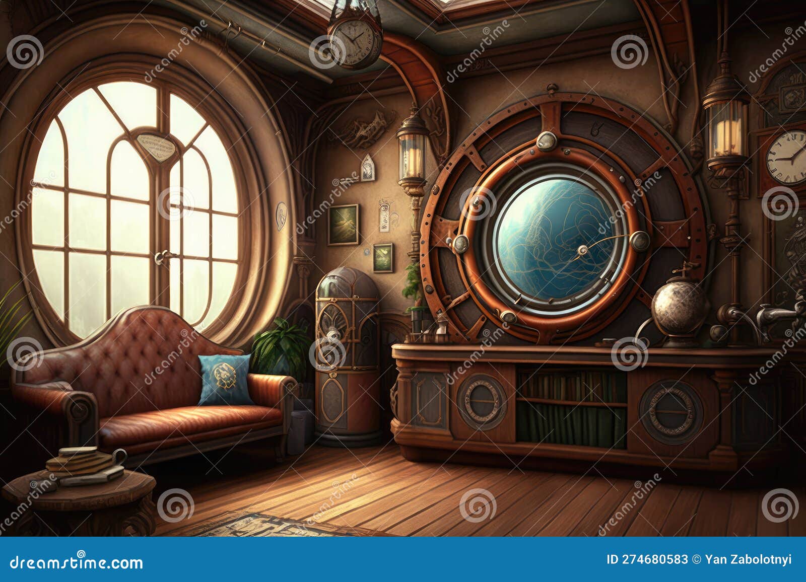 steampunk ship interior