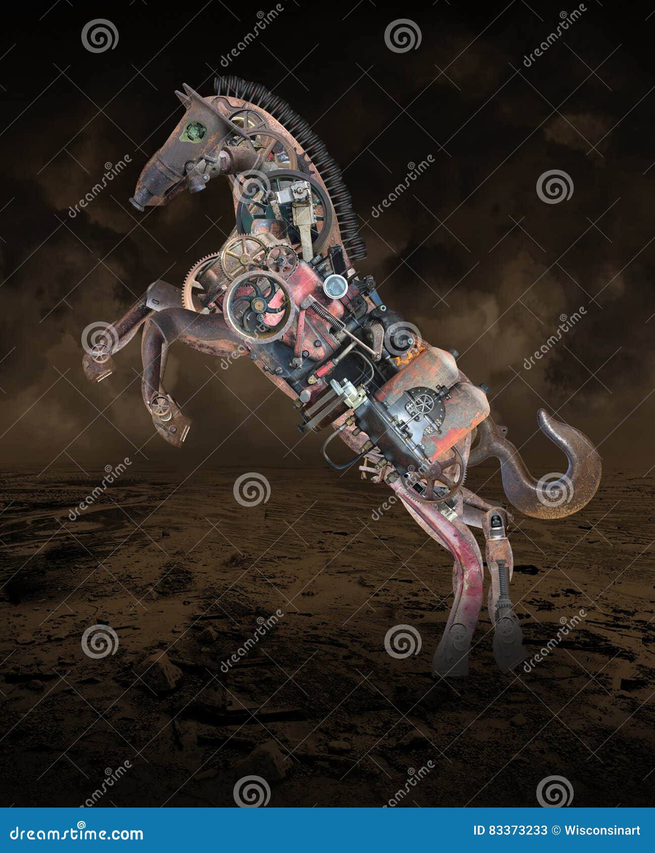 Steampunk Technology Machine, Mechanical Horse Stock Illustration