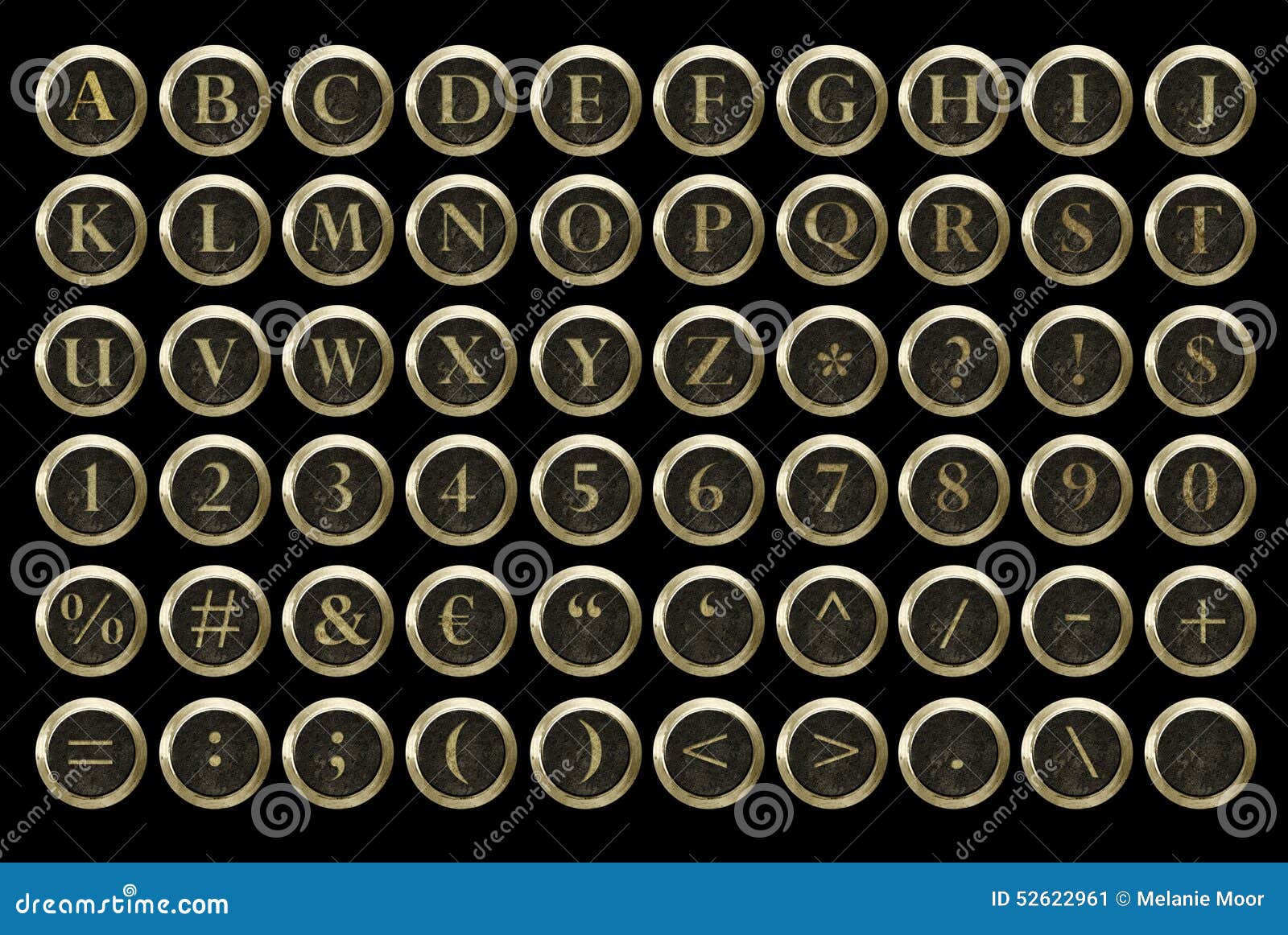 steampunk typewriter key alphabet