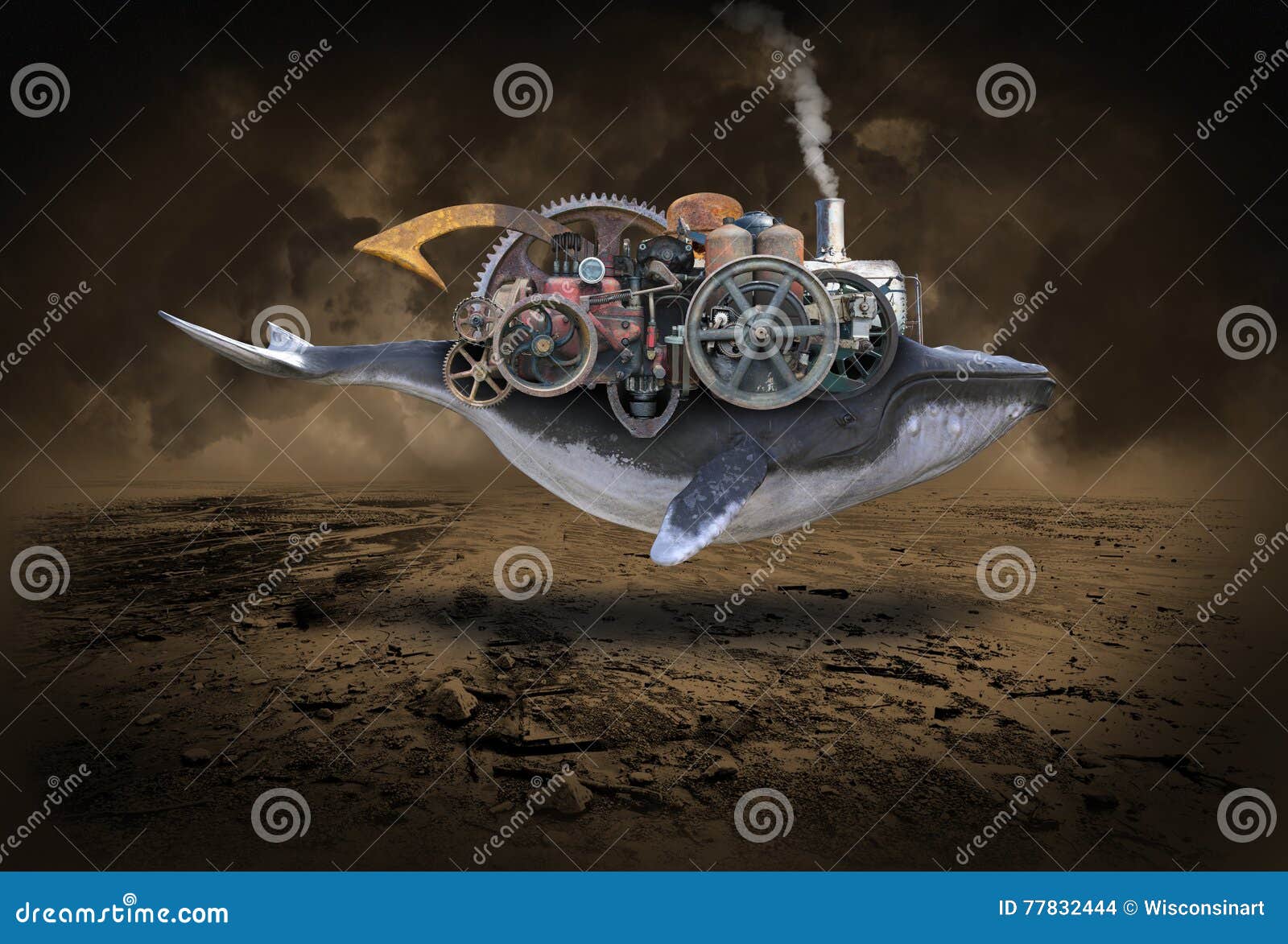 steampunk whale, flying machine, imagination