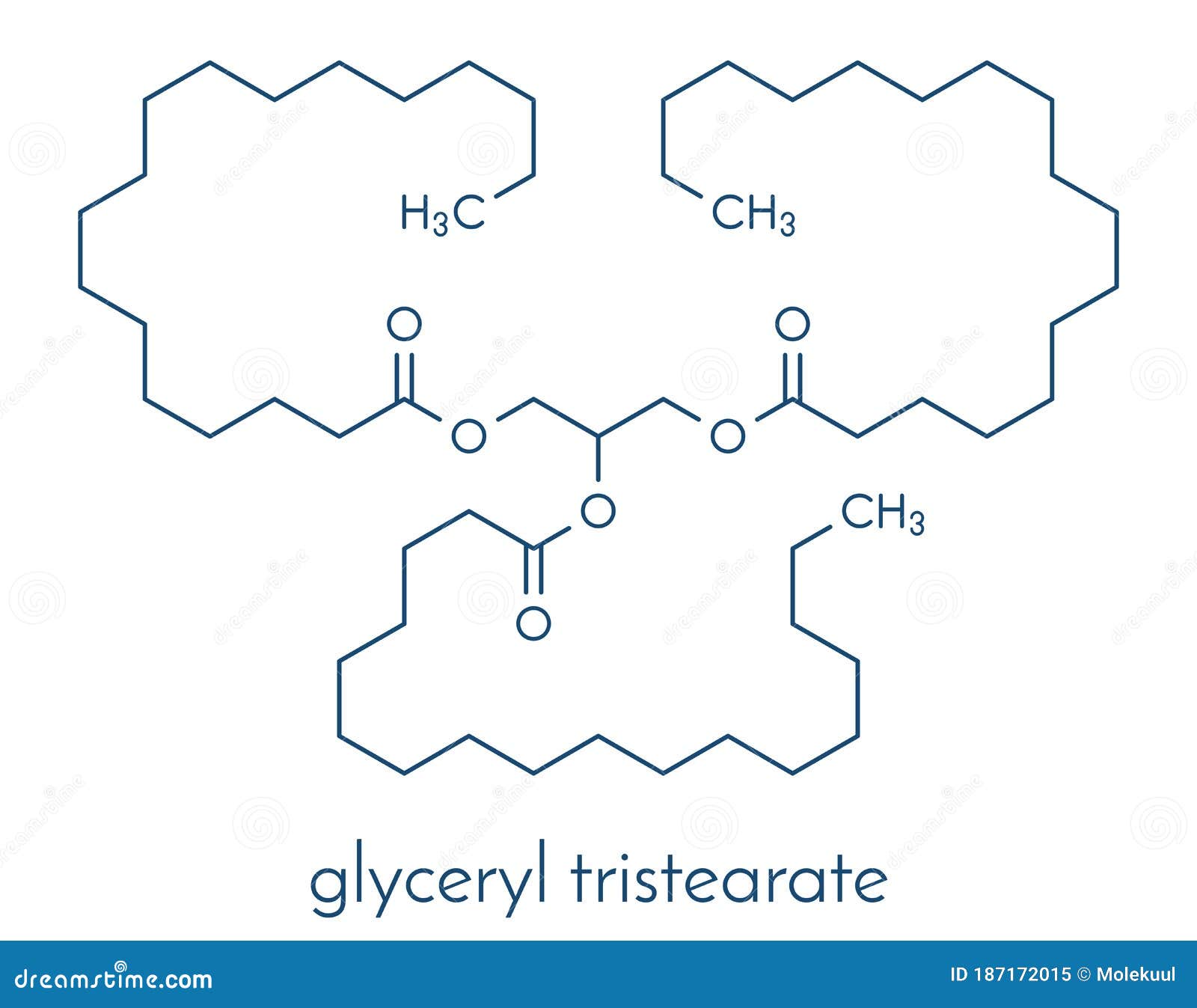 Stearin Saturated Fat Molecule Triglyceride Composed of Glycerol and 3