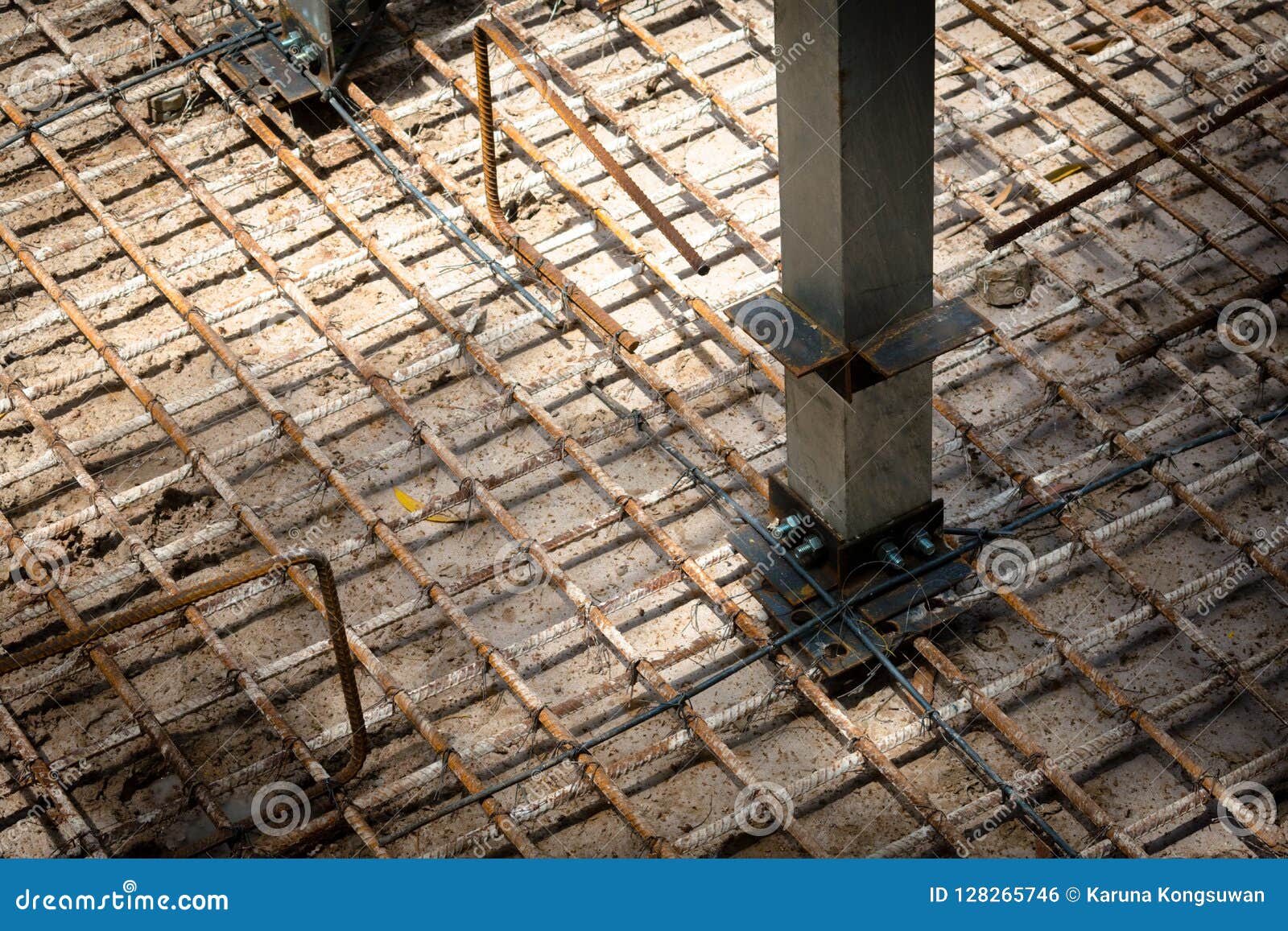 Steel Bars Construction at the Construction Site. Iron Weld Wire Stock
