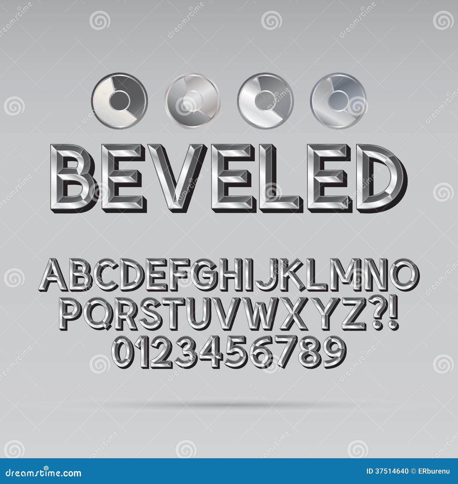steel beveled outline font and digit