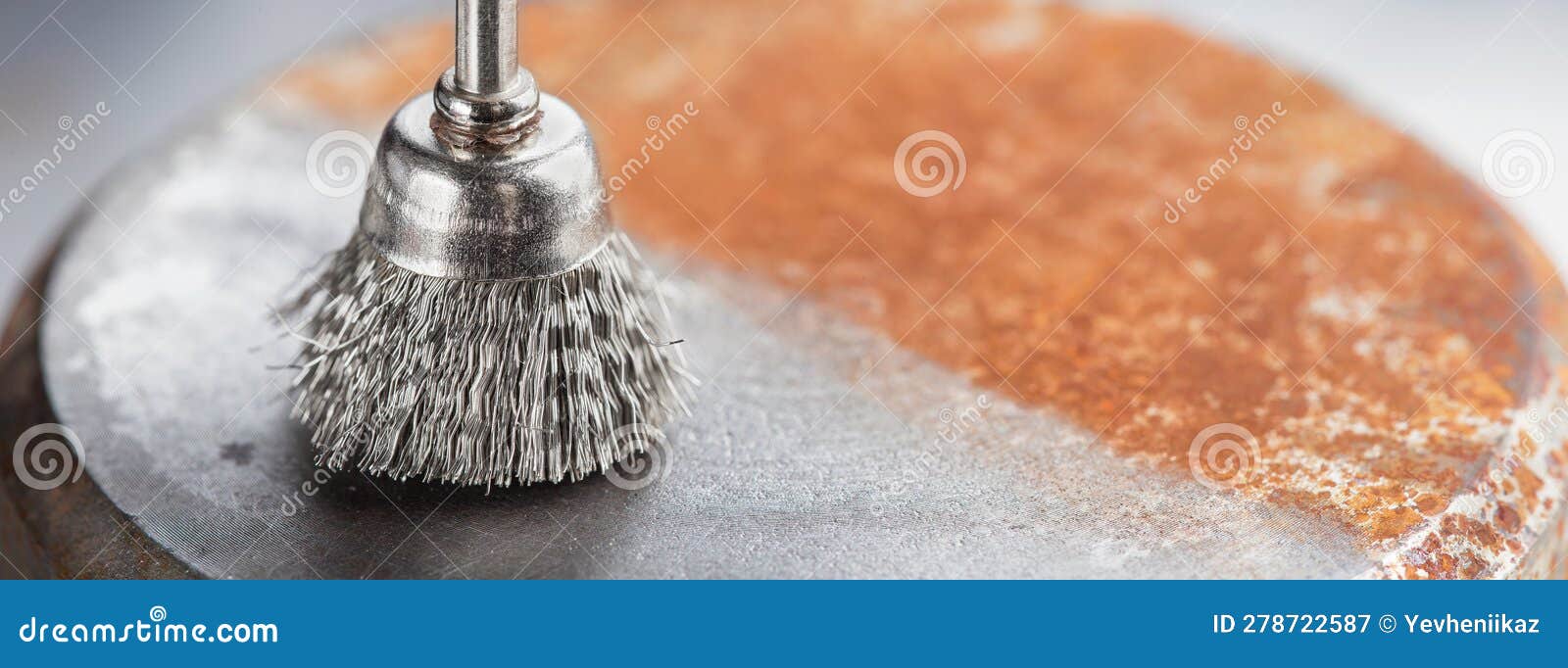 Steel Brush for Drill Clean Off Old Metal Sheet with Rust Stock Image