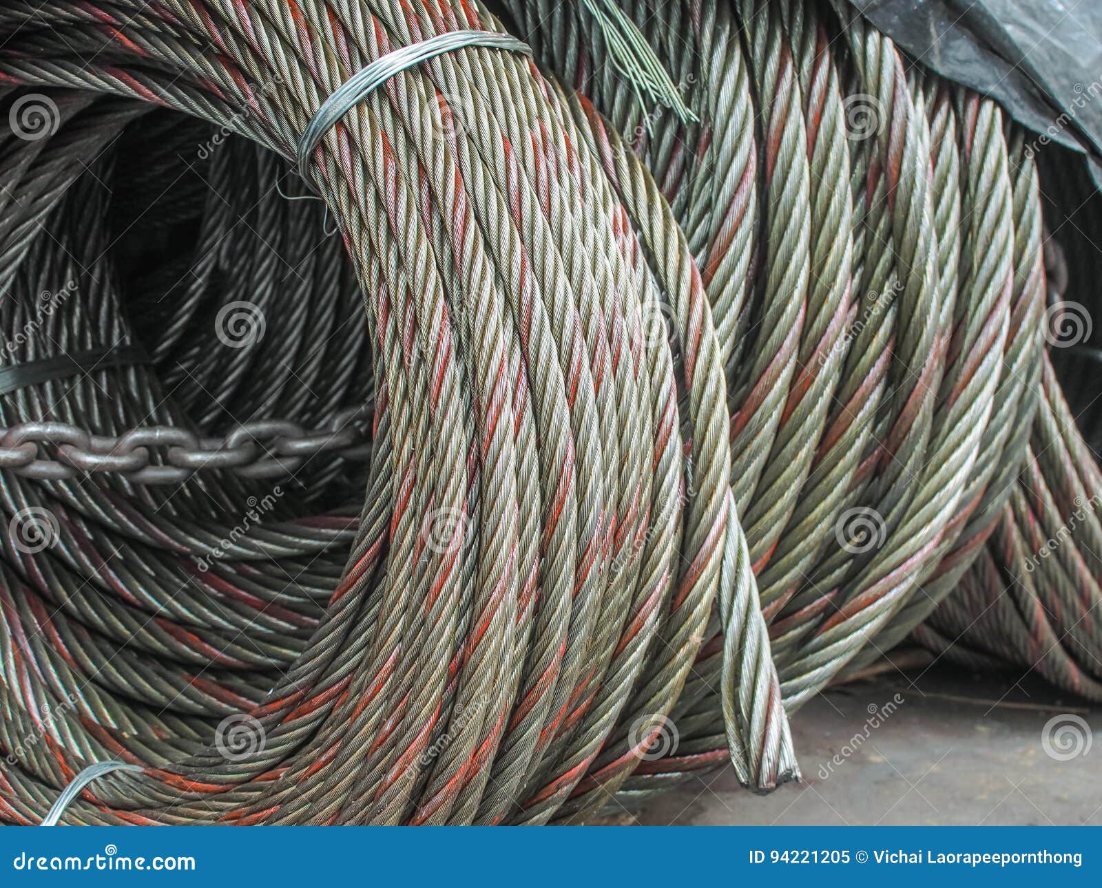 Steel cable rolled up stock image. Image of manufacturing 94221205