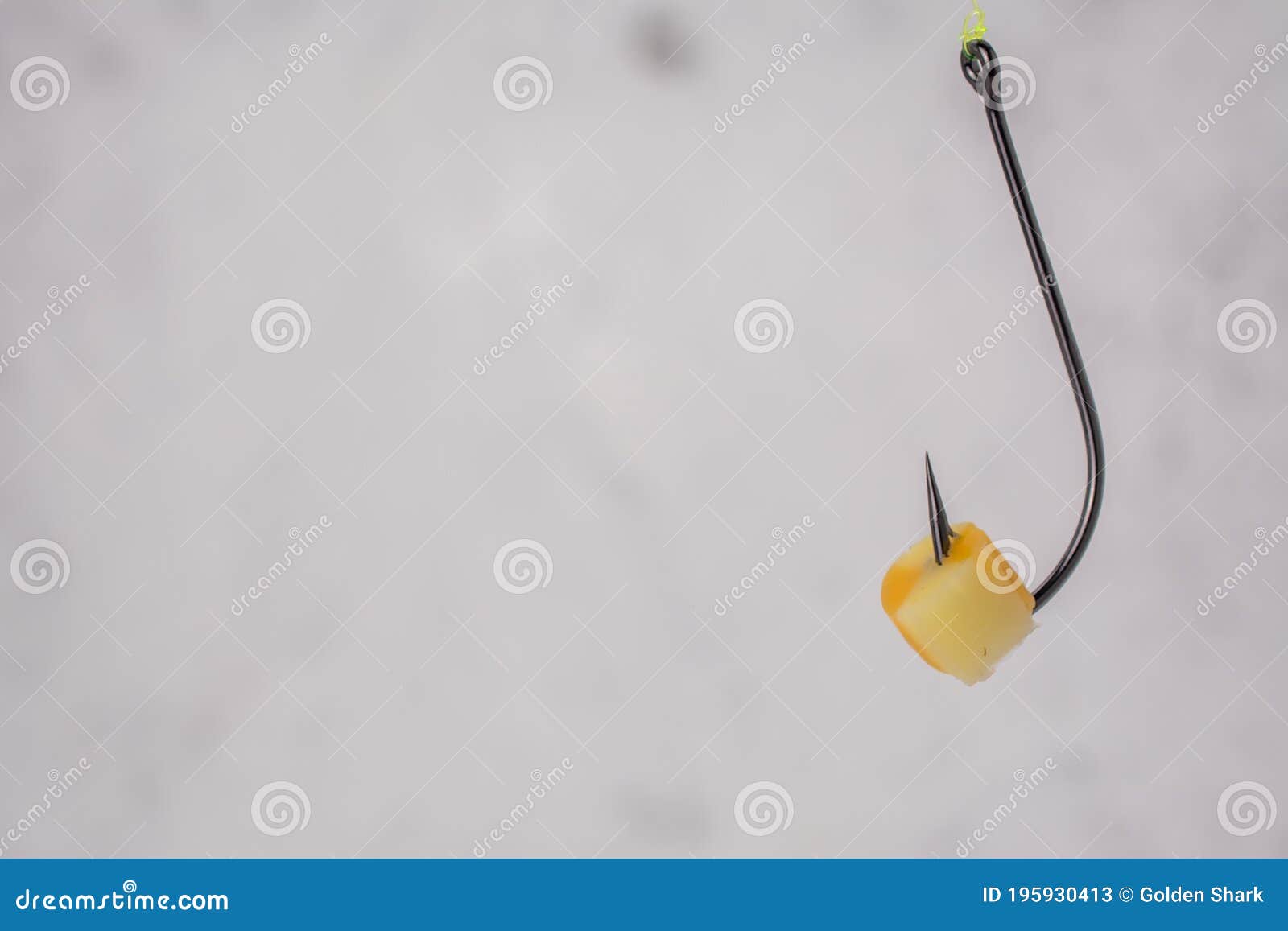 Steel Classic Fishing Hook with Cheese Stock Image - Image of