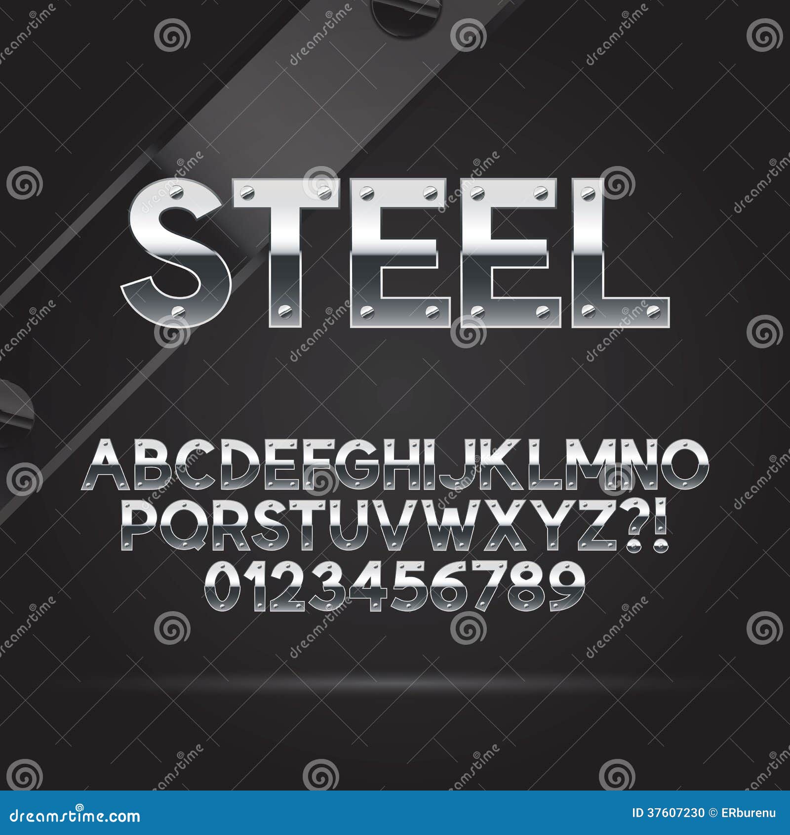 Steel Font And Numbers Stock Photo - Image: 37607230