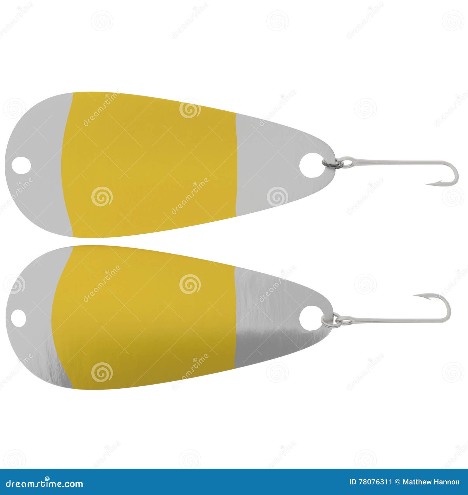Steel and Gold Spoon Fishing Lure. Stock Illustration Illustration of