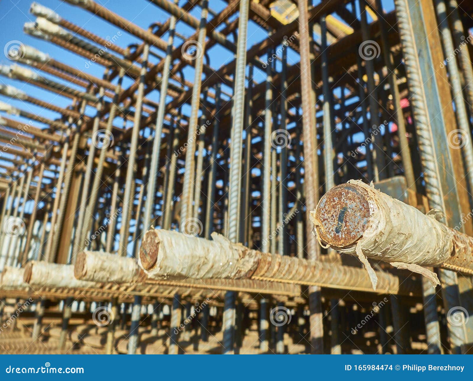 Steel Grid of Spatial Reinforcement Metal Frame Stock Photo Image of