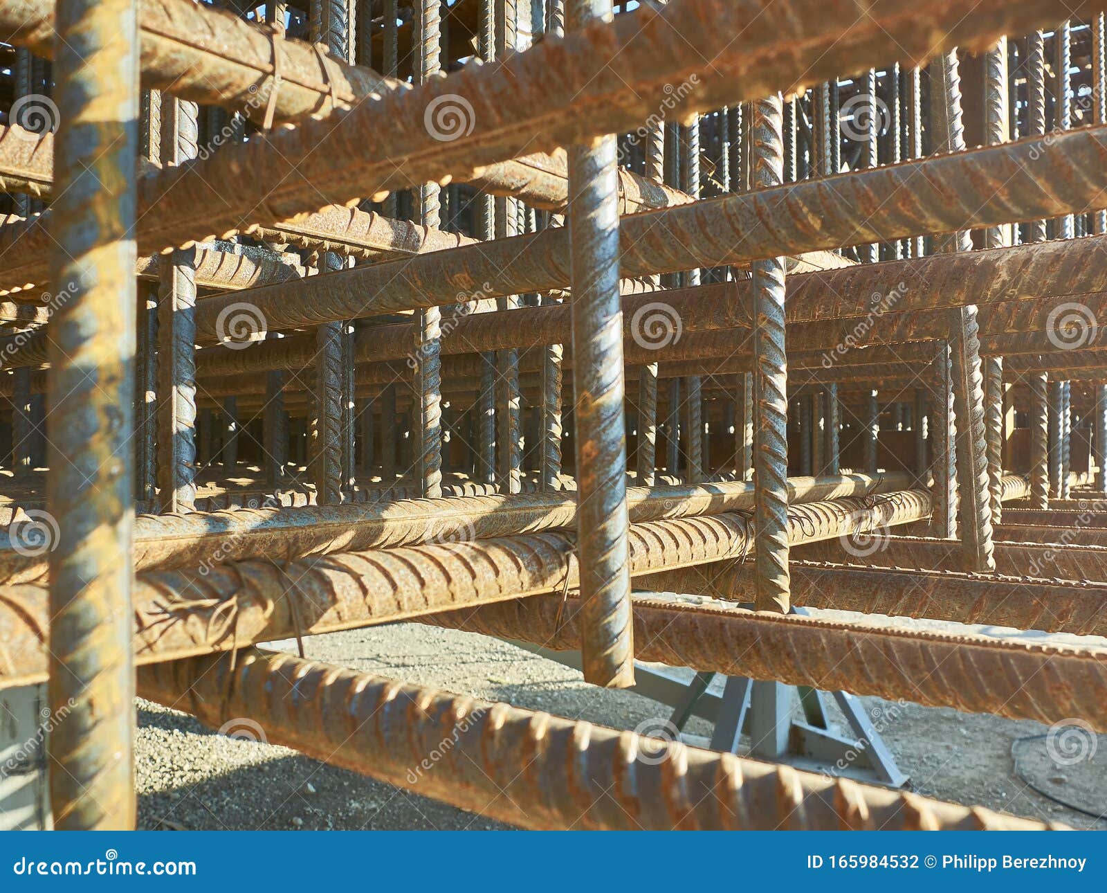 Steel Grid of Spatial Reinforcement Metal Frame Stock Photo Image of