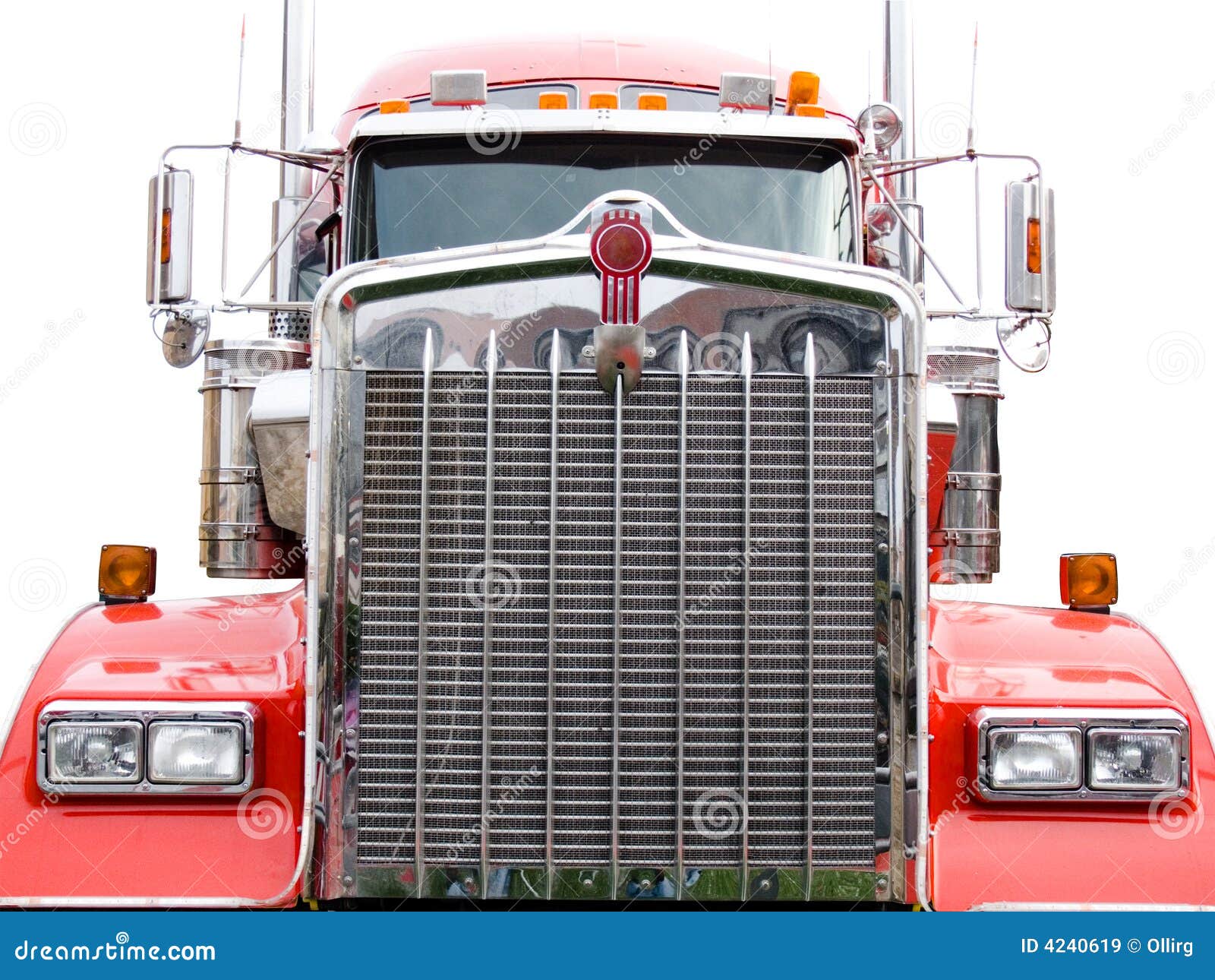 Steel grill of red truck stock image. Image of delivery 4240619