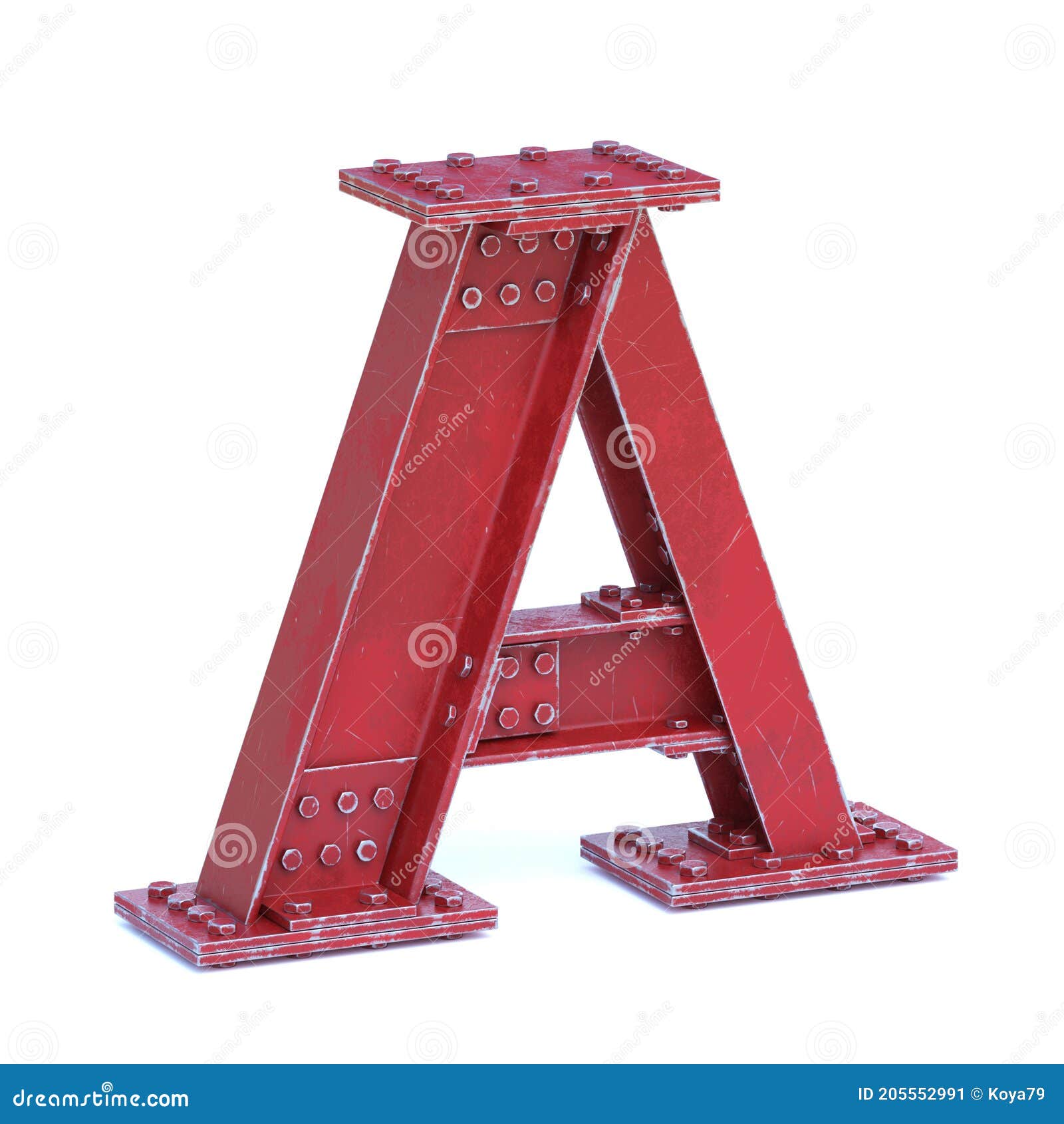 steel i beam font 3d rendering letter a