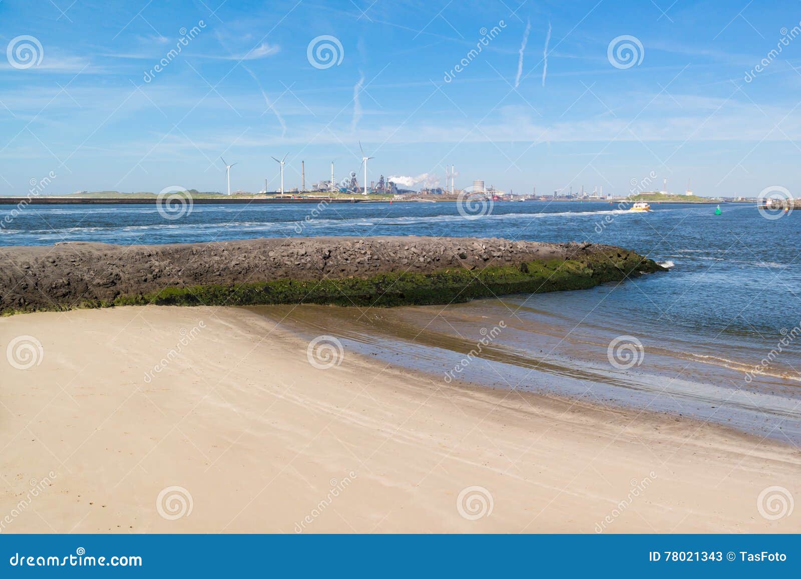 Netherlands, Amsterdam, View of Tata steel plant on North Sea coast stock  photo