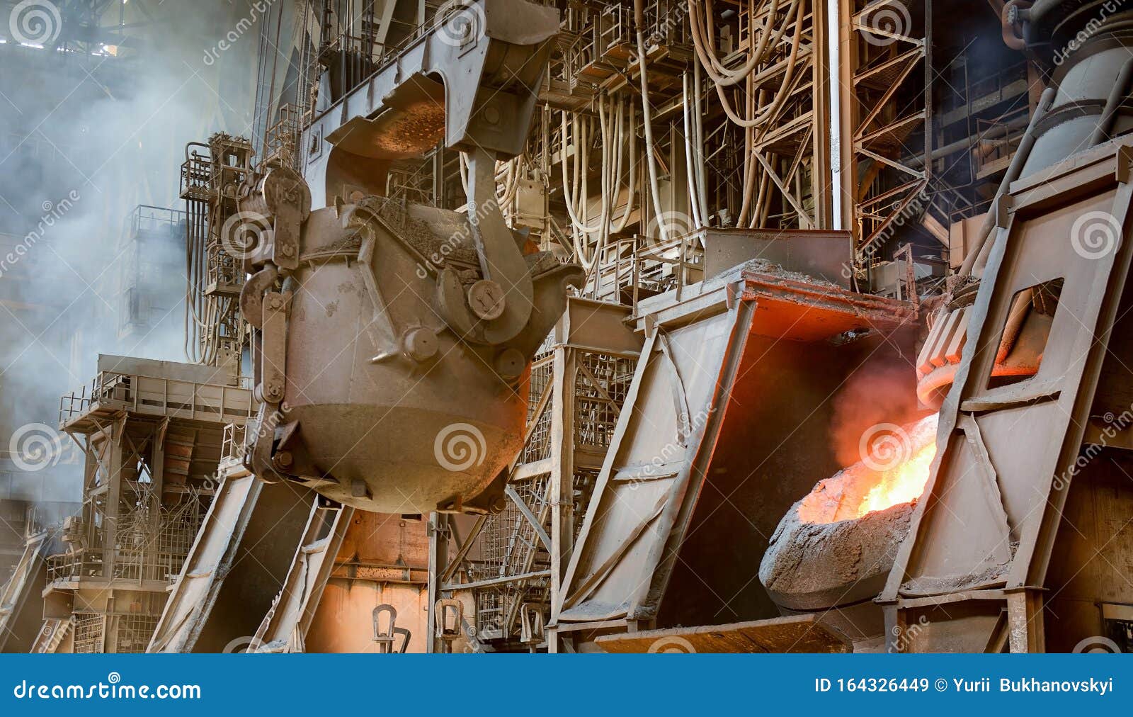Melting of Metal in a Steel Plant. Metallurgical Industry Stock Image