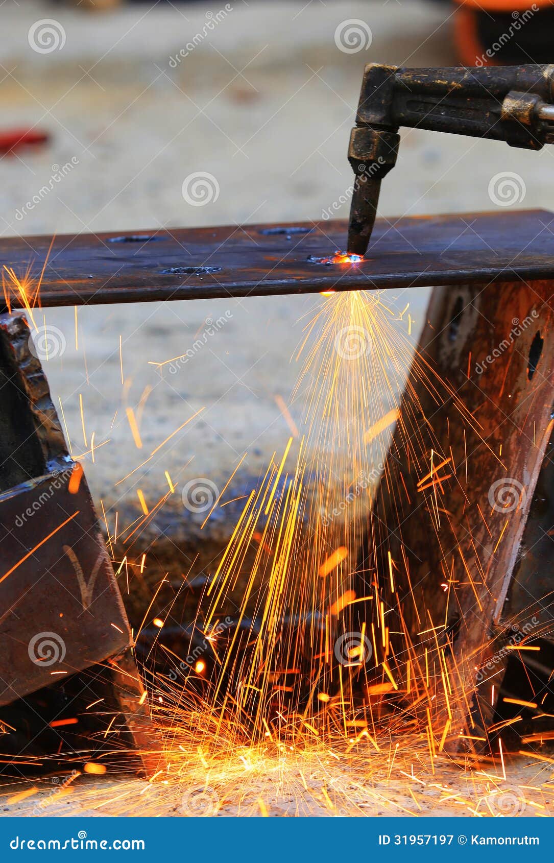 Steel plate cutting stock image. Image of ironwork, obscured 31957197