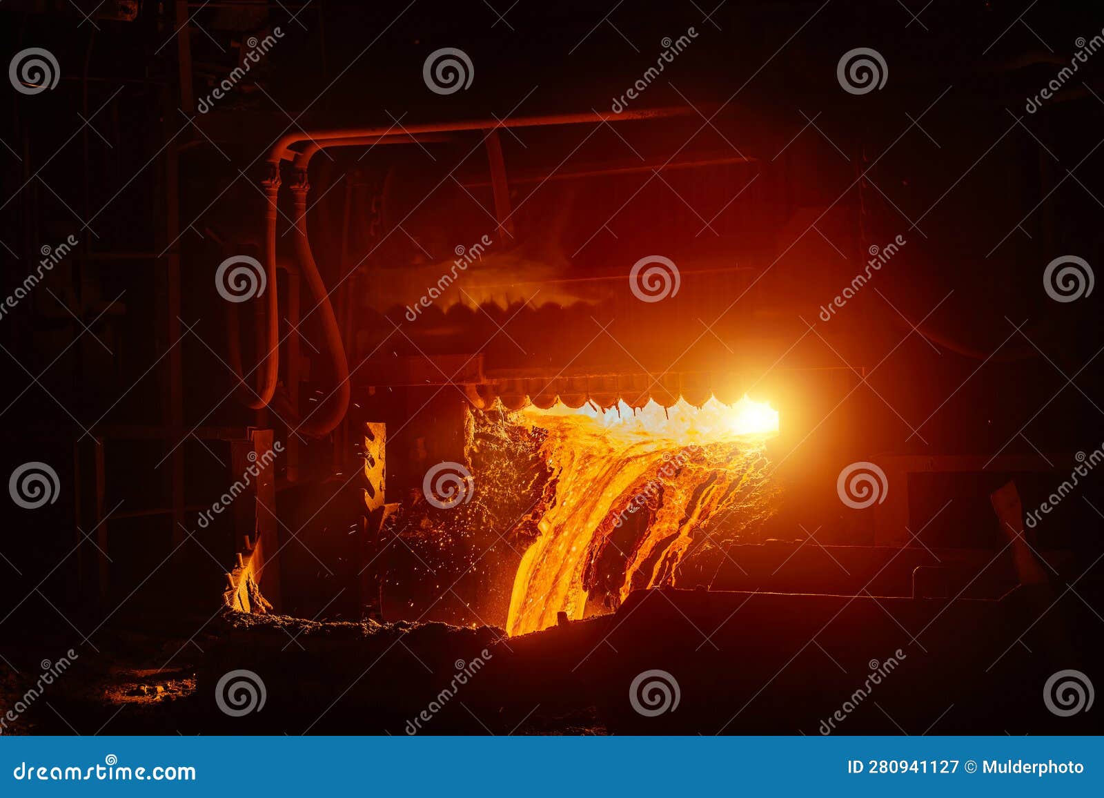 Steel Production Process in Electric Blast Furnace Stock Image Image