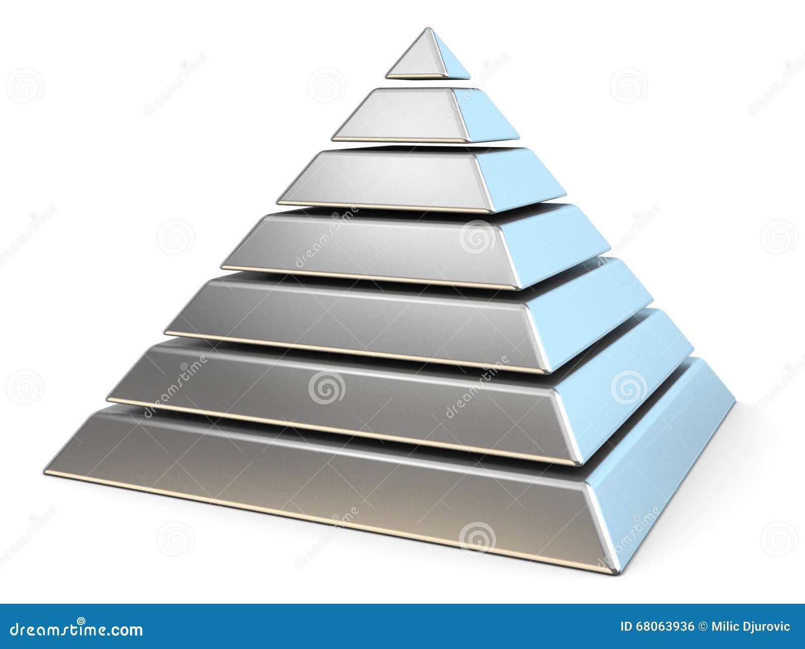 steel pyramid with seven levels. 3d