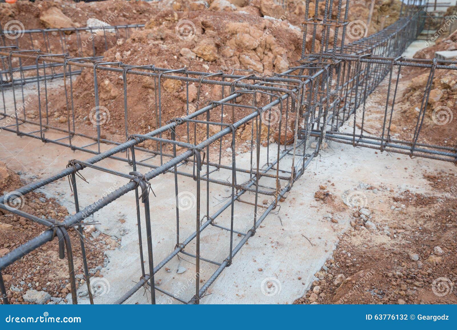 Steel Rod for Beam and Pillar at Construction Site Stock Photo Image