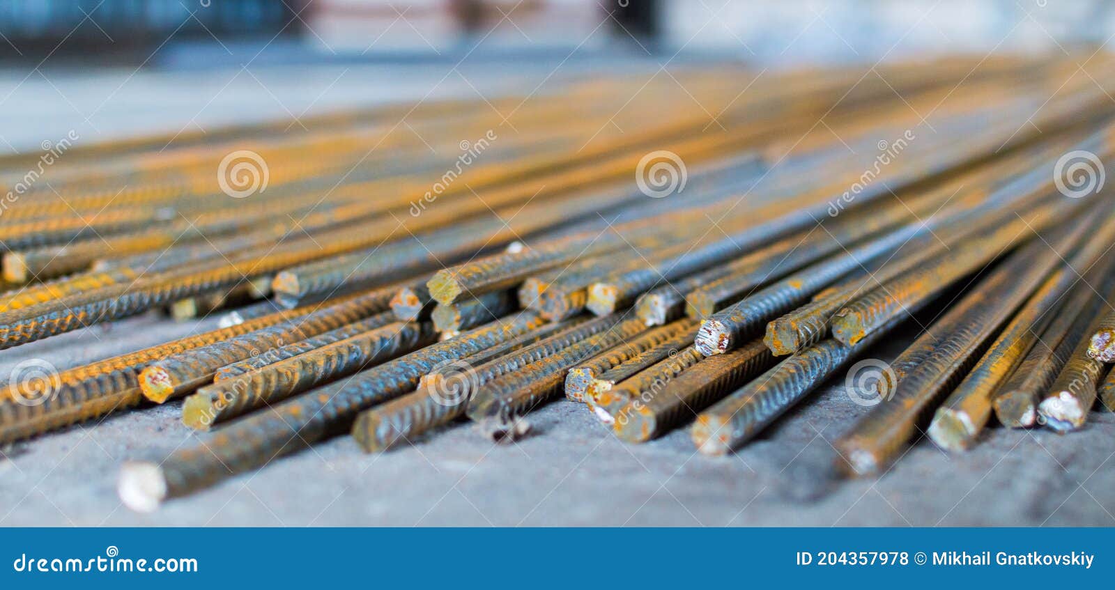 Steel Rods of Construction Armature. Selective Focus Stock Photo