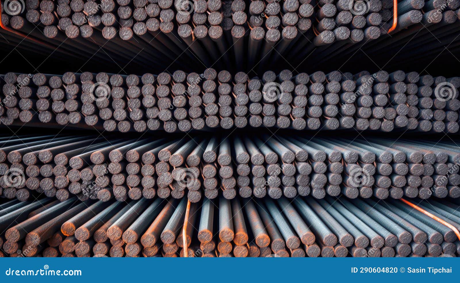 Steel Rods for Reinforcing Concrete in the Warehouse Stock Photo