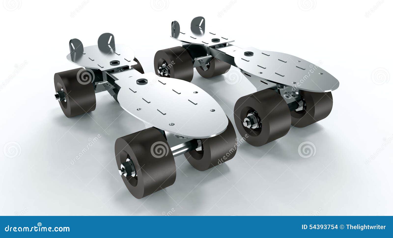 Steel Roller Skates Isolated on a White Background Stock Illustration