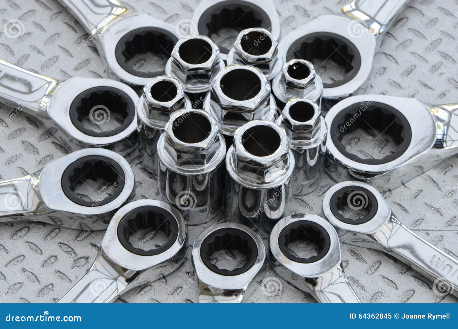 Steel Socket Set and Wrenches Stock Image Image of industrial, object