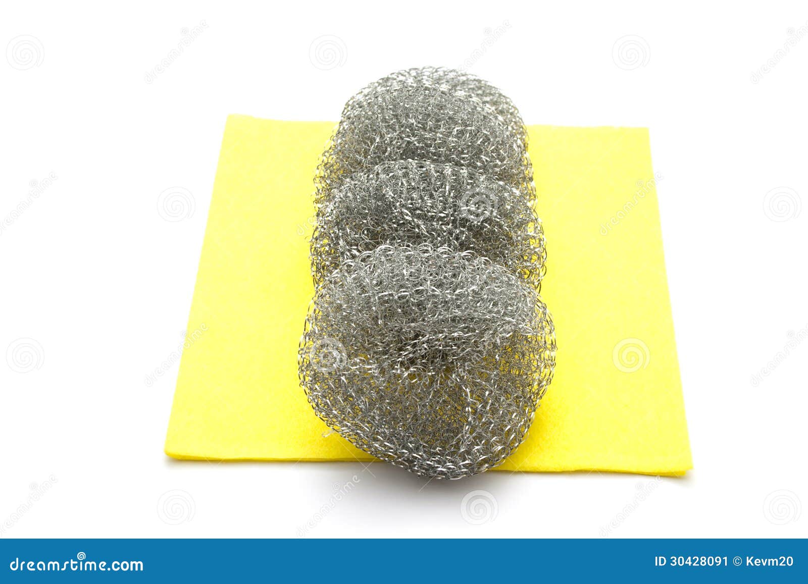 Steel Sponge with Kitchen Cloth Stock Image Image of gray, clean