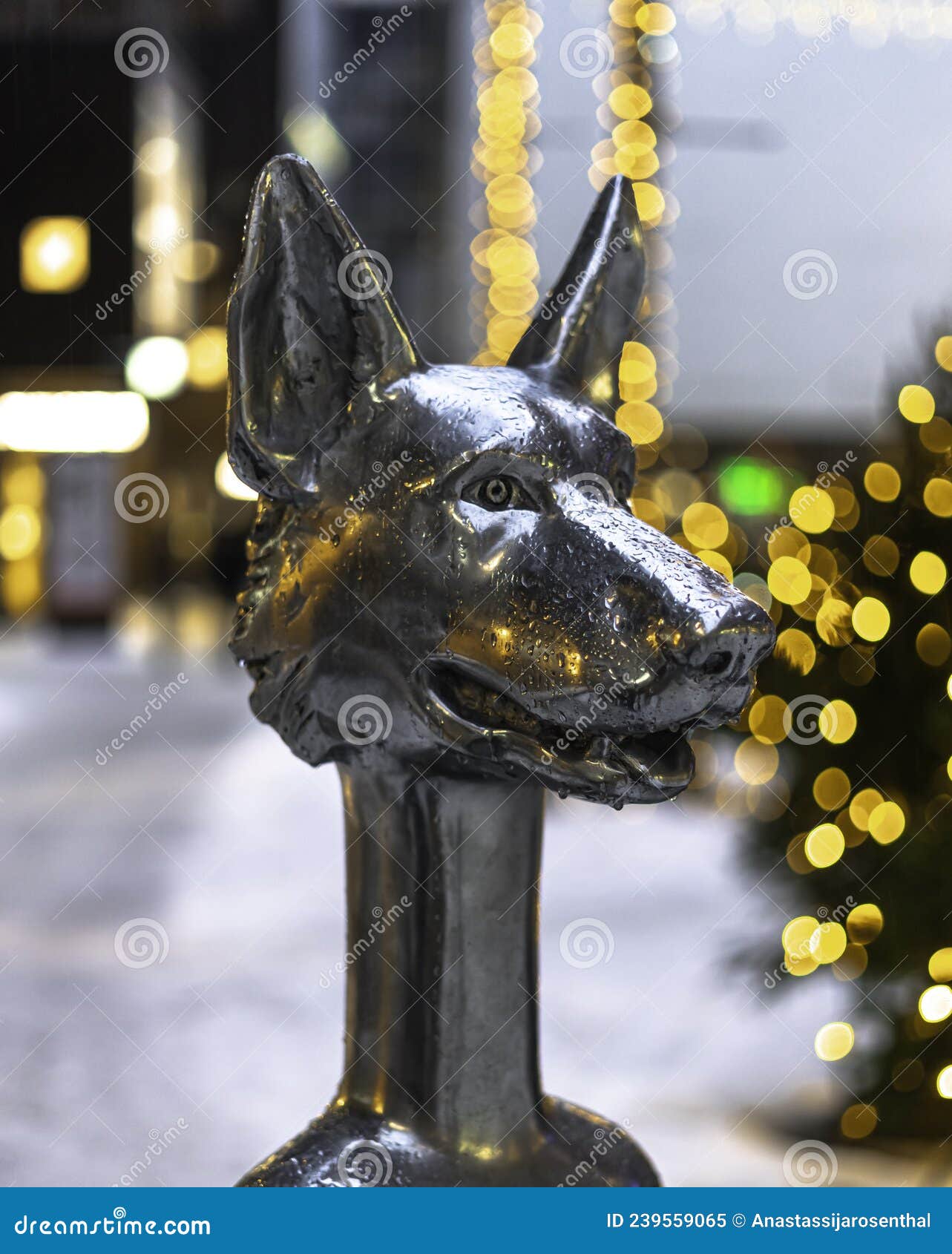 Steel Statue in the Form of a Wolf S Head Stock Image - Image of good