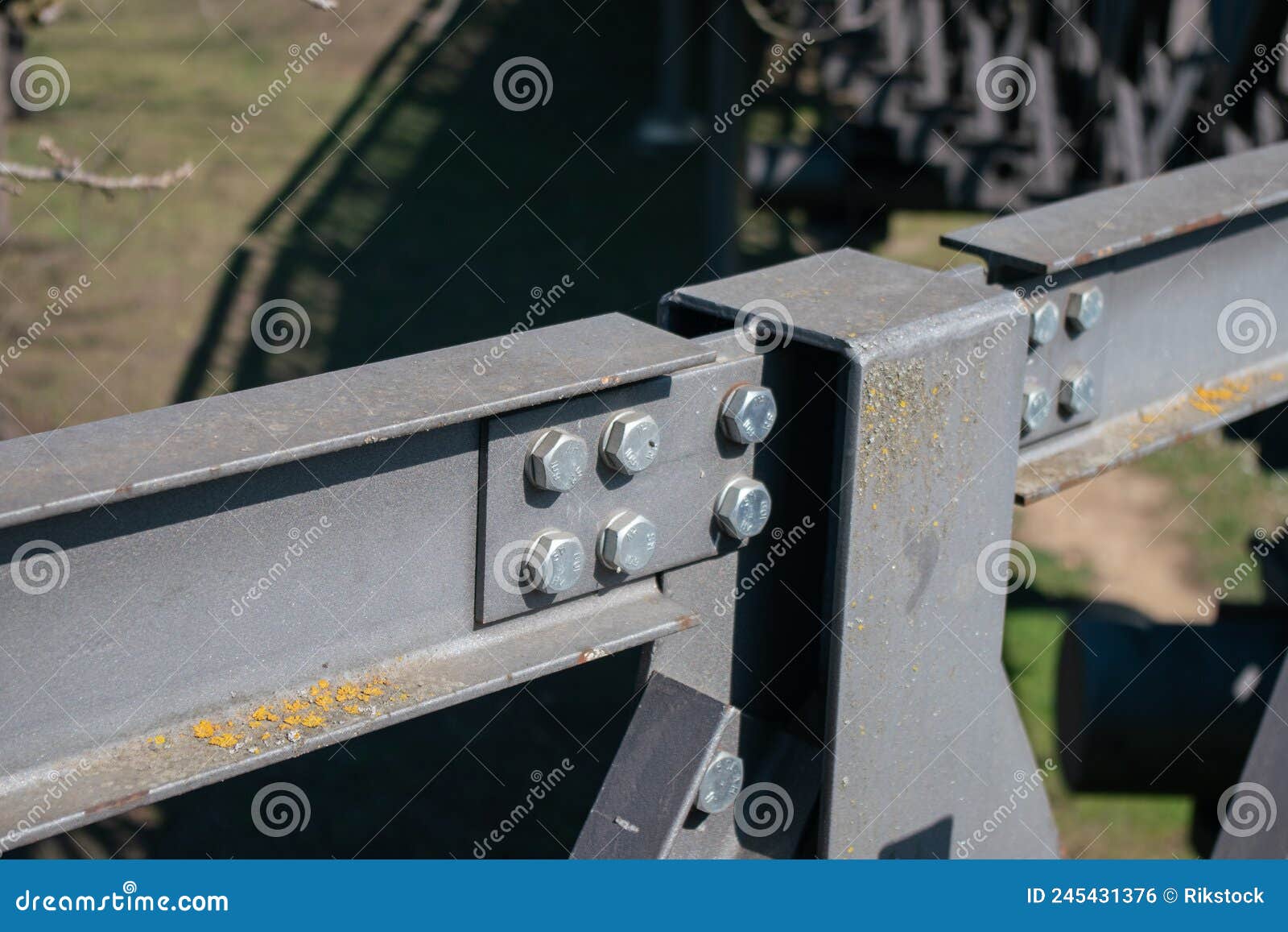 steel structure with beams and bolts, truss beam.