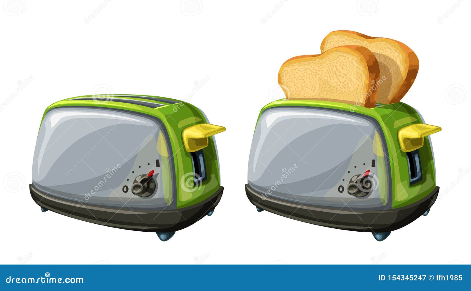 Steel Toasters on White Background Stock Vector Illustration of