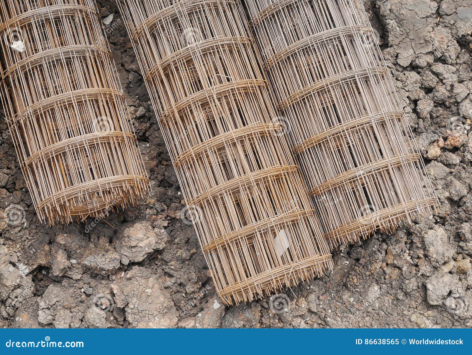 Steel Wire Mesh Used To Reinforce Concrete in Construction Stock Image