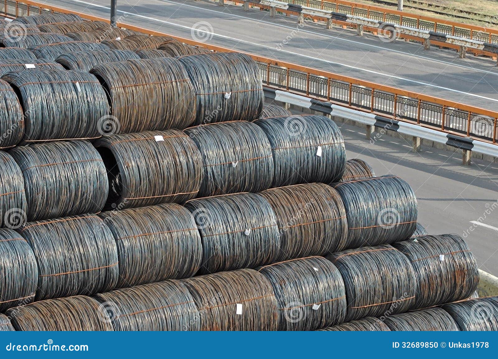 Steel wire roll stock photo. Image of industrial, circle 32689850