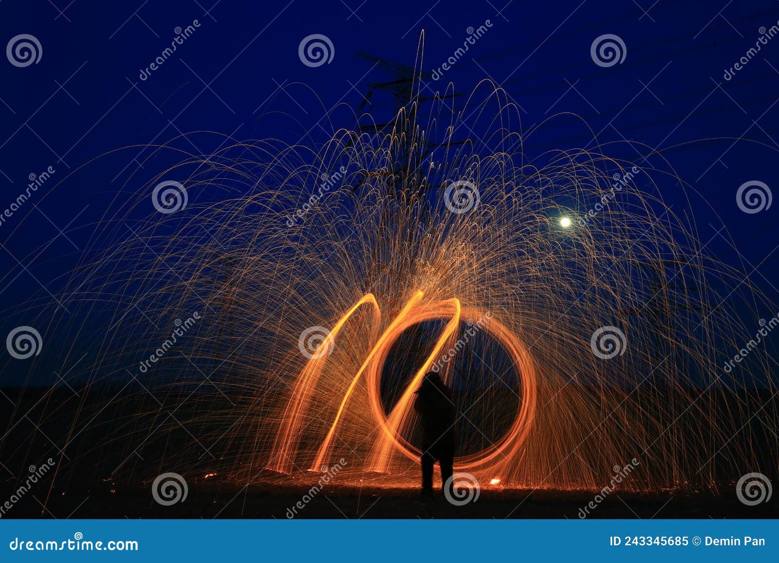 Steel Wool Burning Fireworks Stock Image Image of outdoors, night