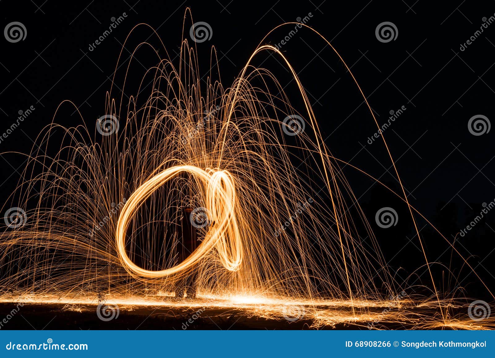 Steel wool light painting stock photo. Image of burning 68908266