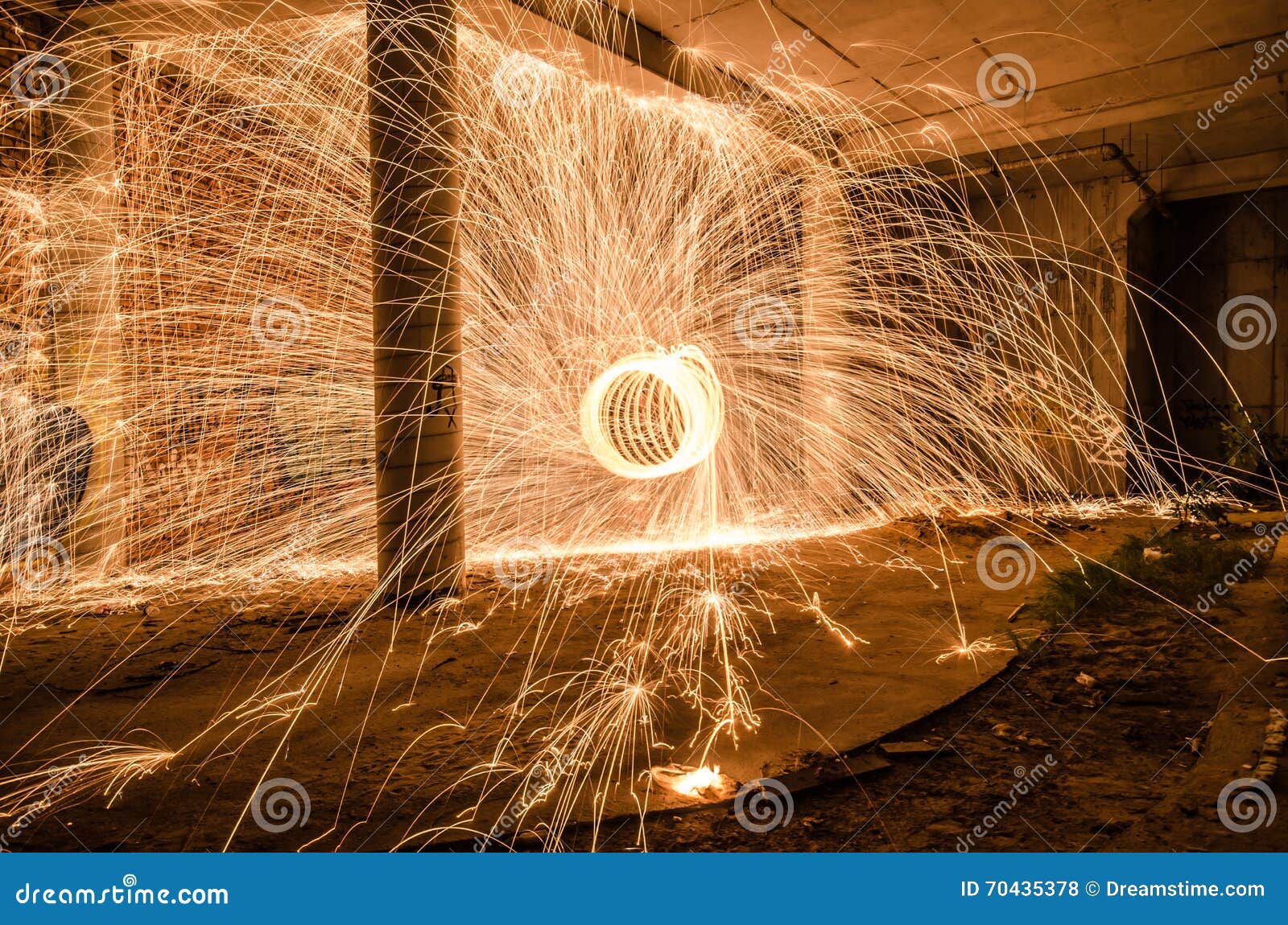 Steel Wool Painting, Fireworks Stock Photo Image of ring, color 70435378