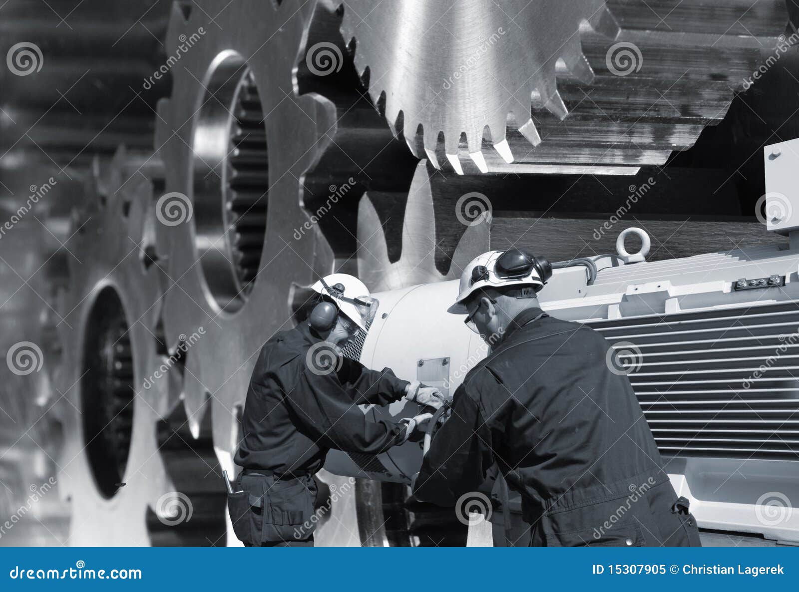 Steel workers and gears stock image. Image of engineer 15307905